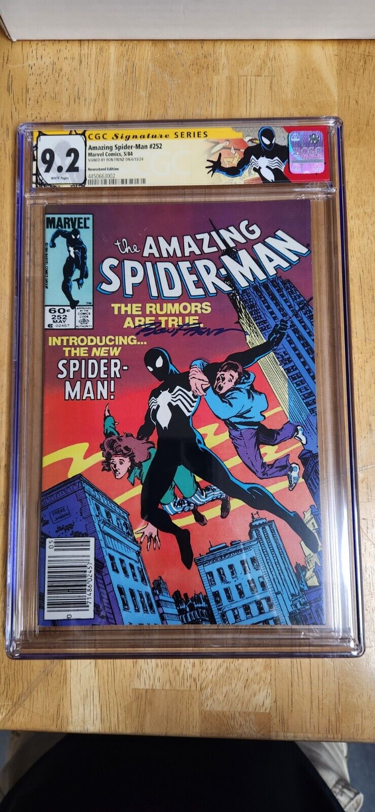 Amazing Spider-Man 252 CGC 9.2 SS KEY Ron Frenz Auto 1st Black Suit Newstand