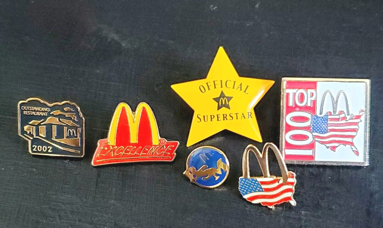 Vintage Lot of 6 McDonald’s Super Star Employee Lapel Hat Pin