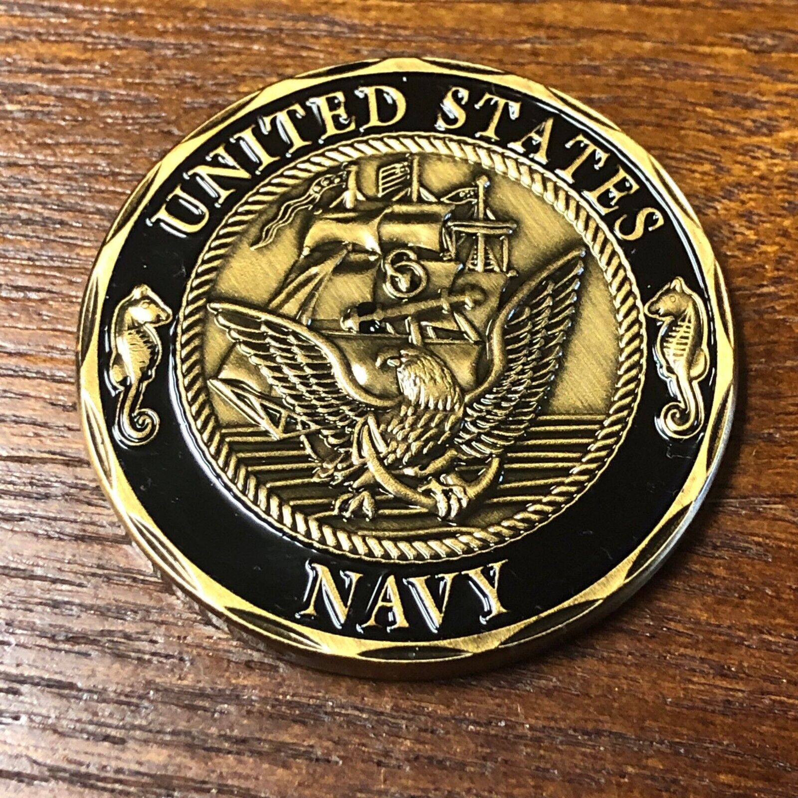 US Navy Shellback Challenge Coin With Plastic Stand