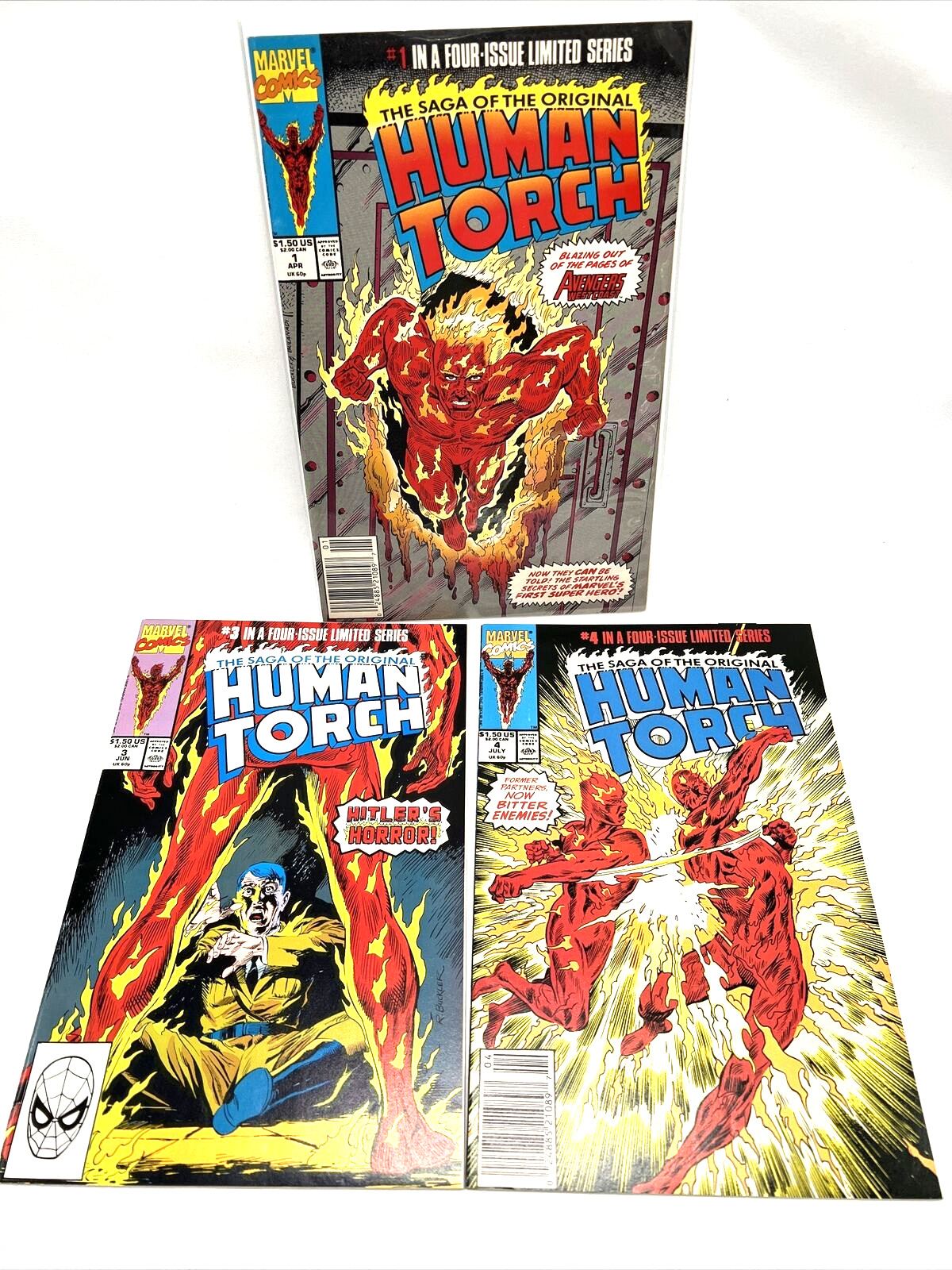 THE HUMAN TORCH #1 3 4 LIMITED SERIES (1990) Set Lot RUN MARVEL