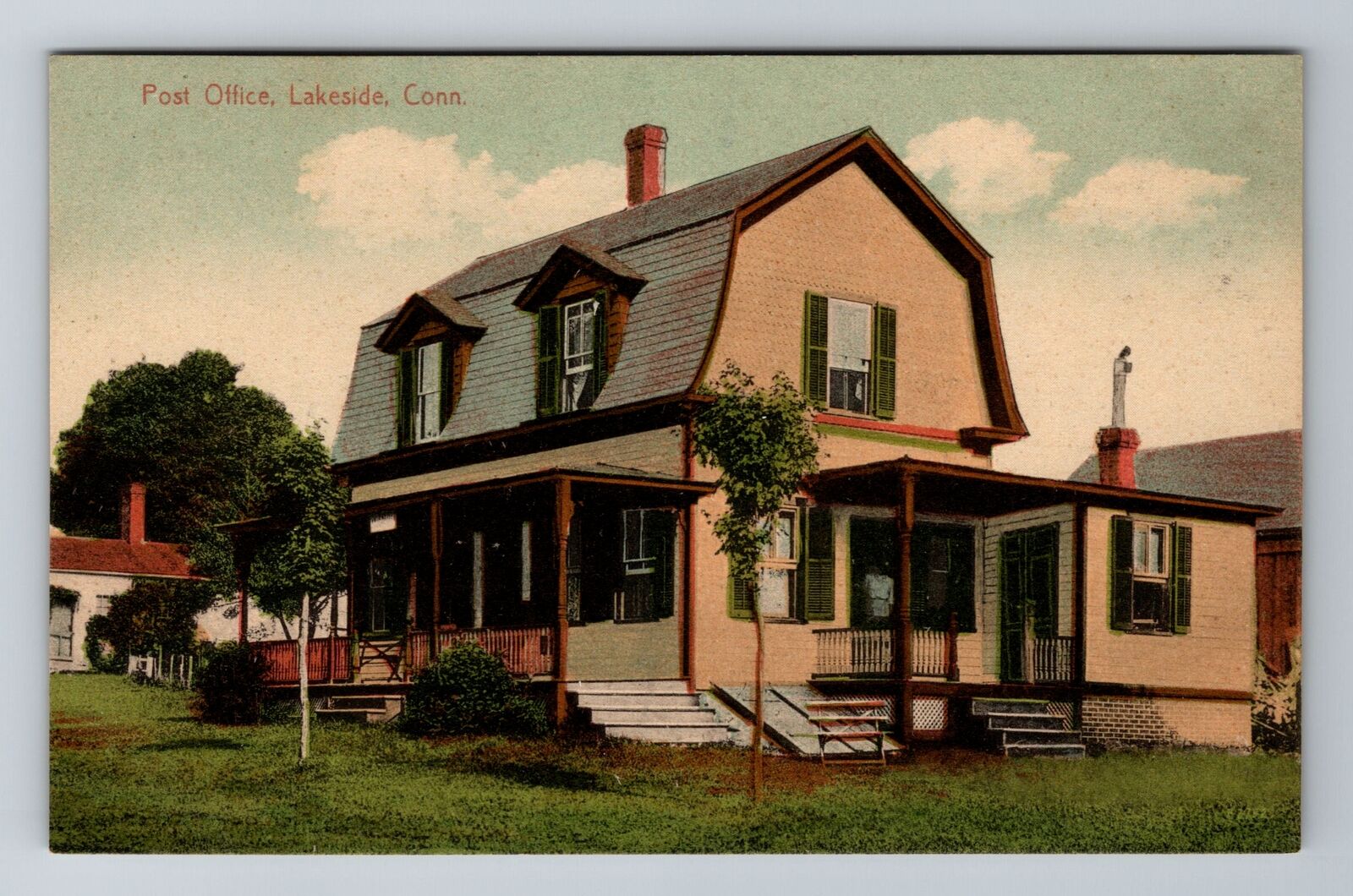 Lakeside CT-Connecticut, Post Office, Antique Vintage Souvenir Postcard