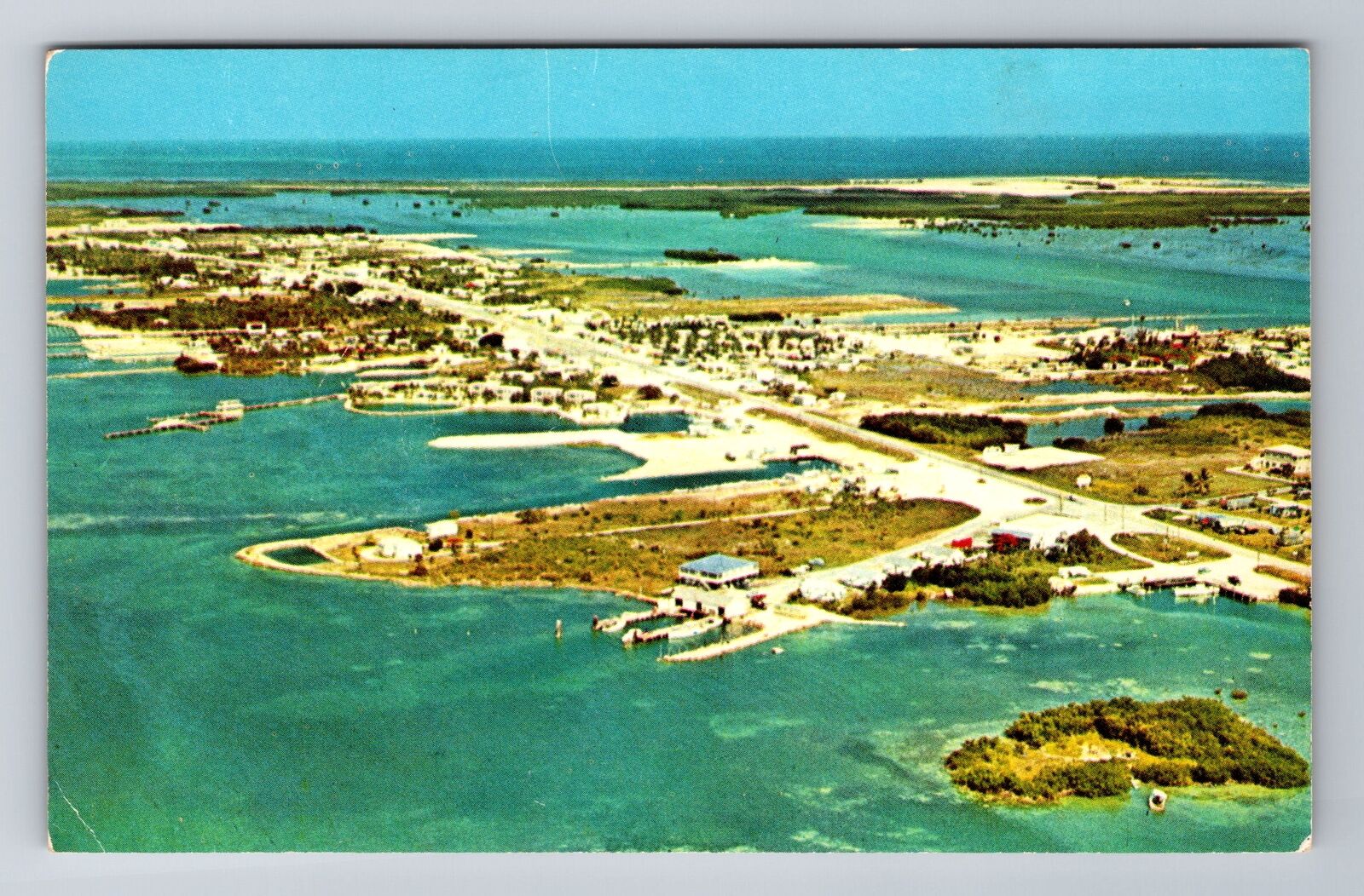 Marathon FL-Florida, Aerial Of Town Area Keys, Antique Souvenir Vintage Postcard
