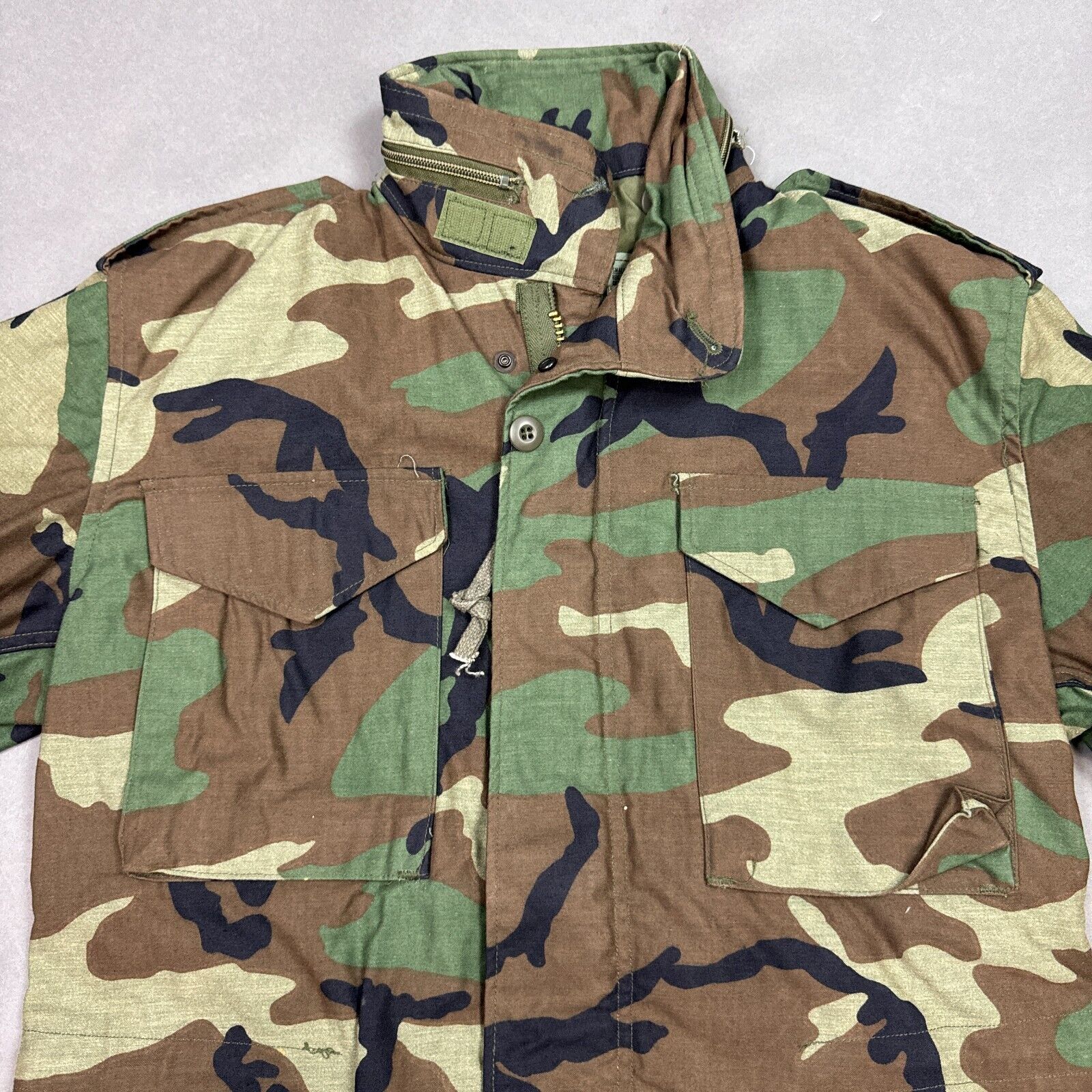 Vintage Alpha Industries Field Coat Men Small Green Cold Weather Camo Woodland