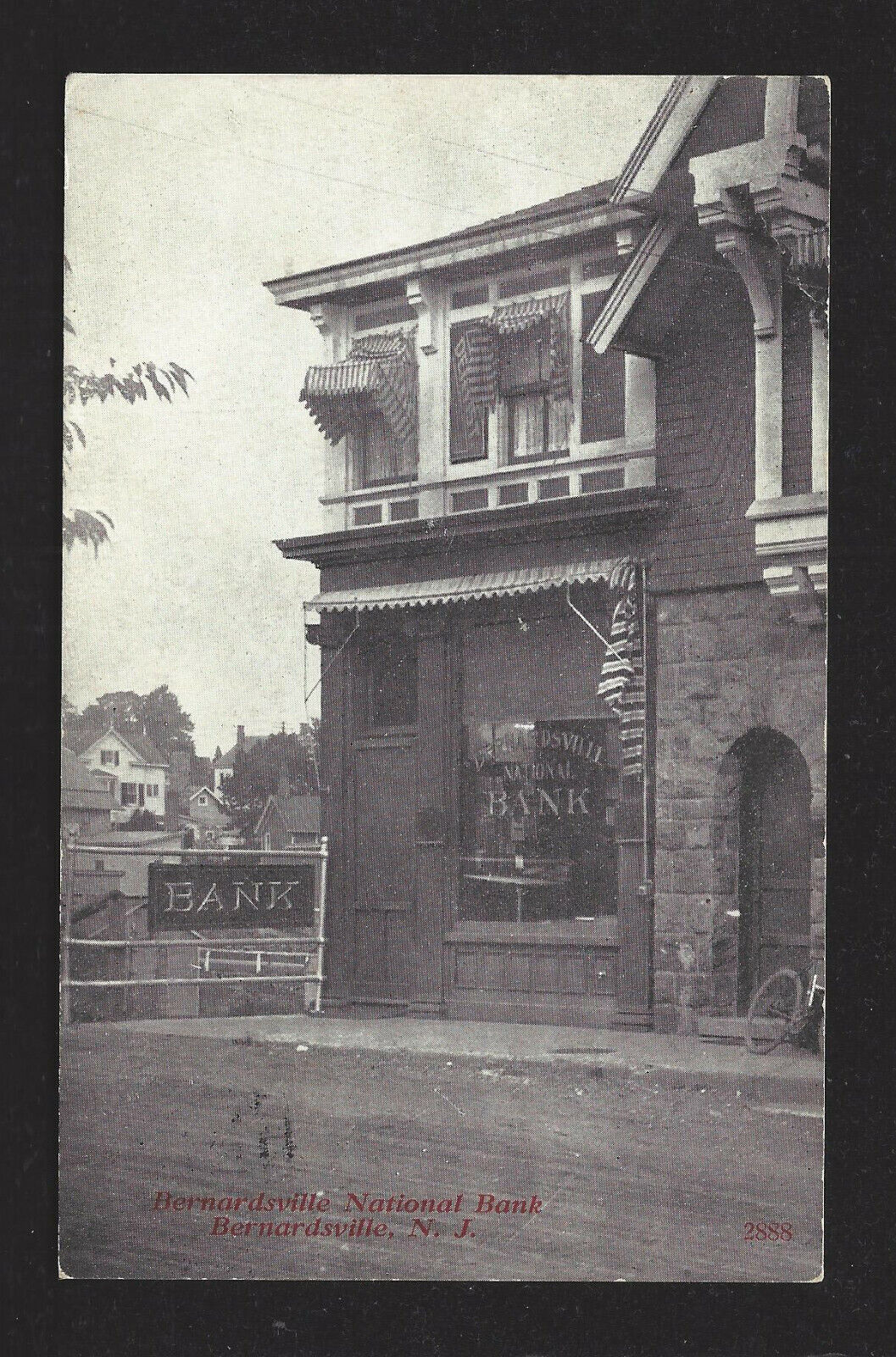 Bernardsville National Bank, Bernardsville, NJ, B&W Post Card, Postmarked 2/9/19