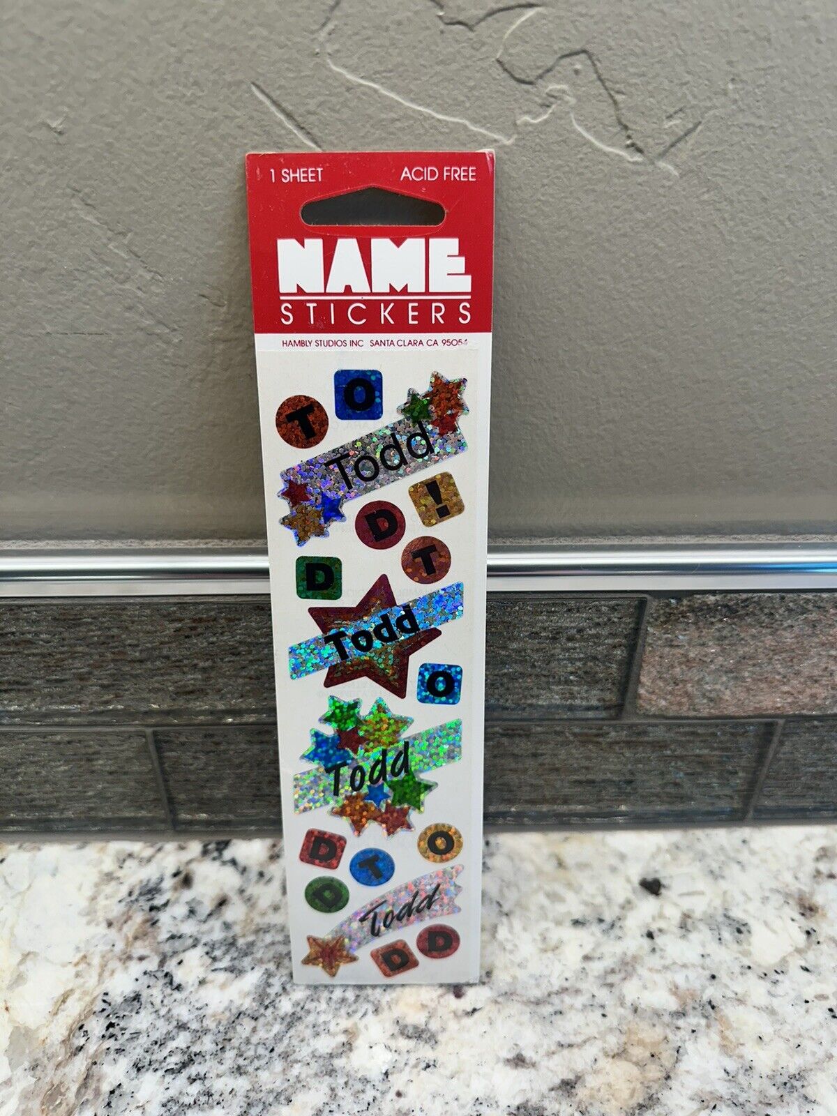 NEW / SEALED Hambly Studios Vintage Prismatic Name Stickers - TODD