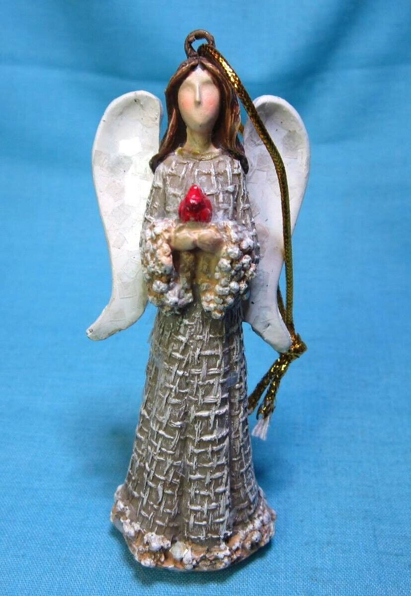 Angel Holding Cardinal Artstone by Carson Figurine 4.25\