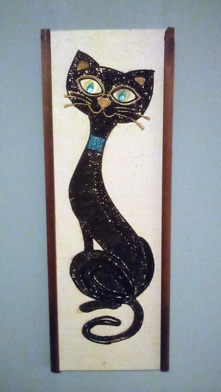 MCM 1960\'s Kitsch Gravel Art Mosaic Cat POS #25