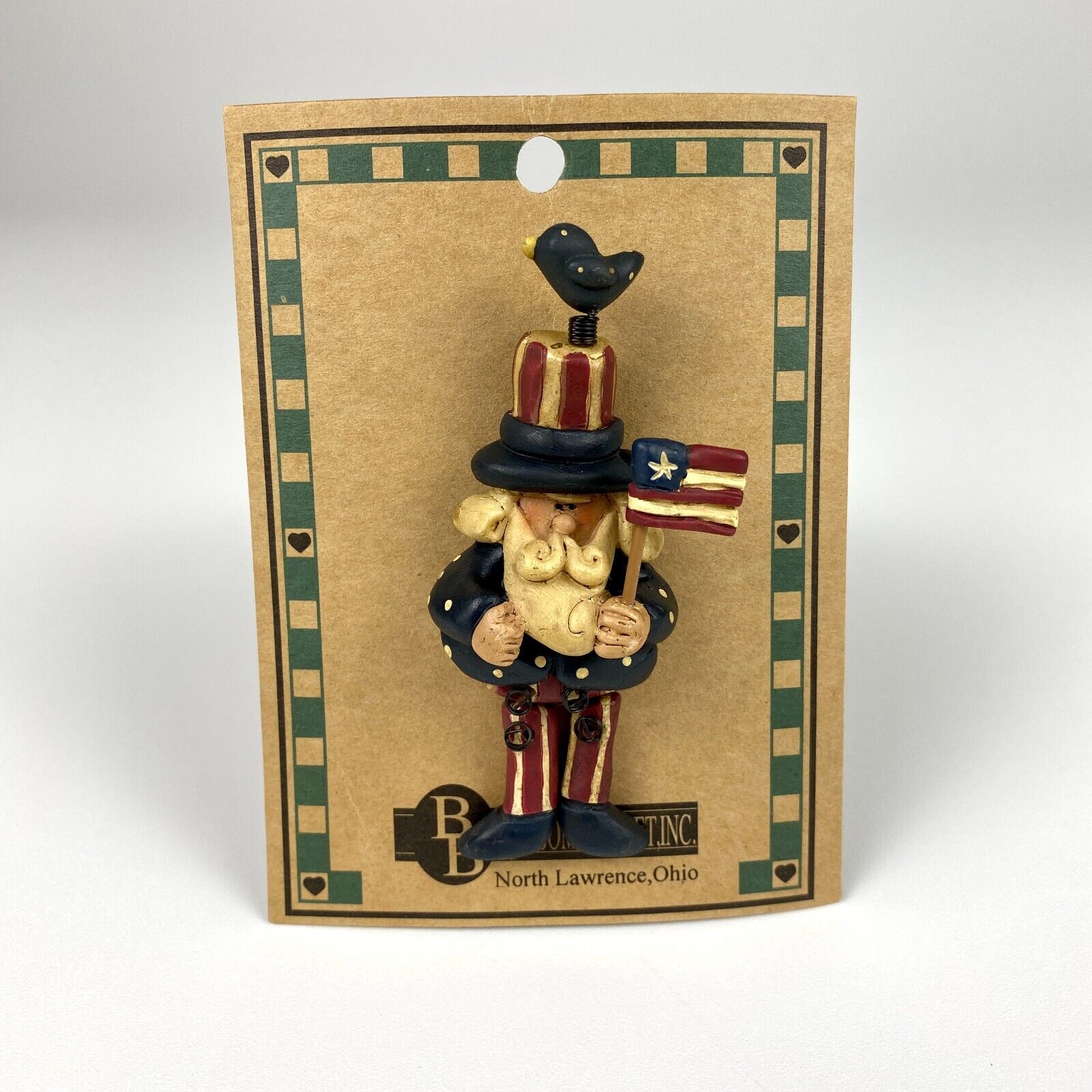 Blossom Bucket Suzi Figurine Uncle Sam Independence Day Patriotic Pin Brooch 3\