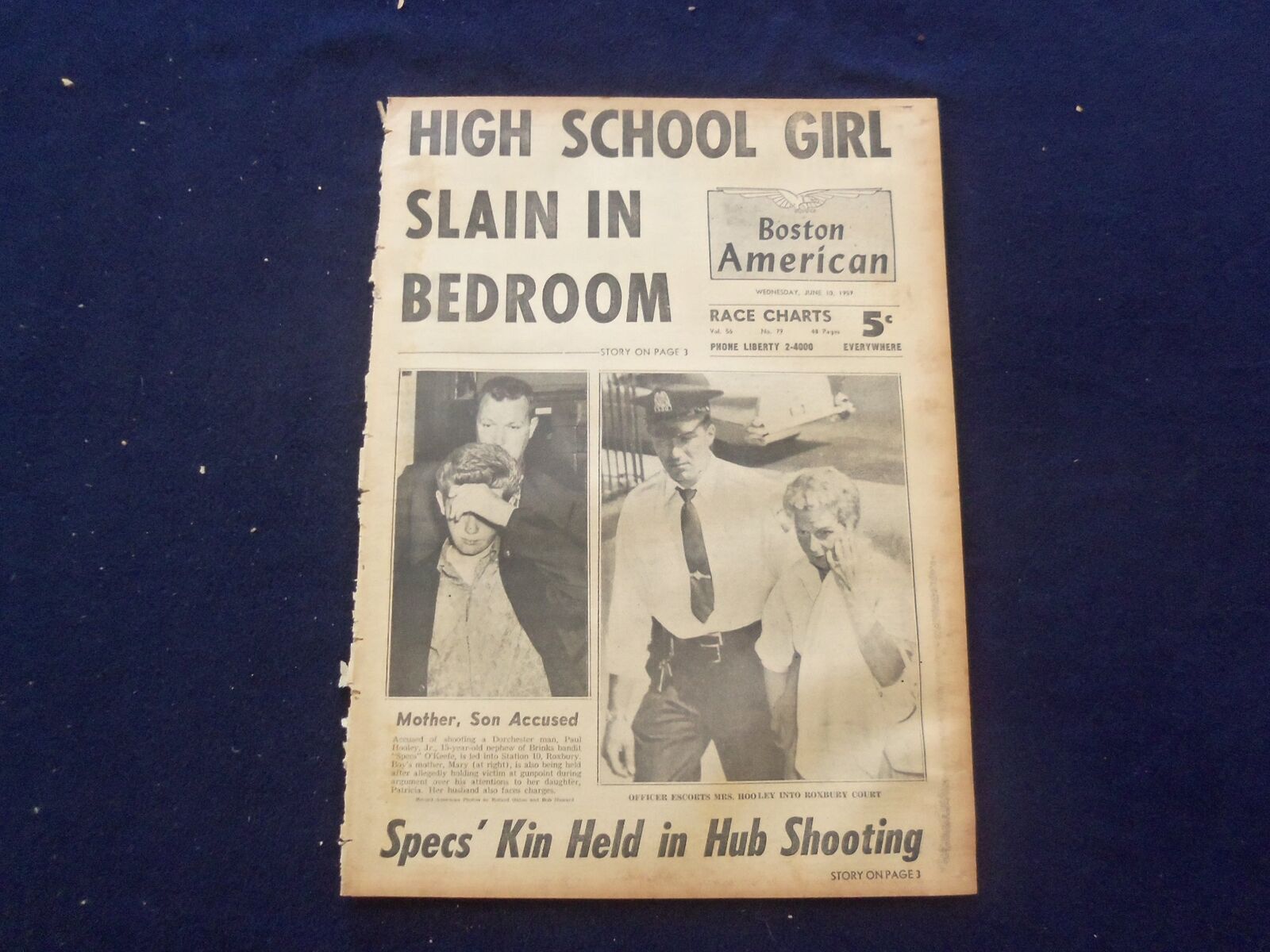 1959 JUNE 10 BOSTON AMERICAN NEWSPAPER-HIGH SCHOOL GIRL SLAIN IN BEDROOM-NP 6230