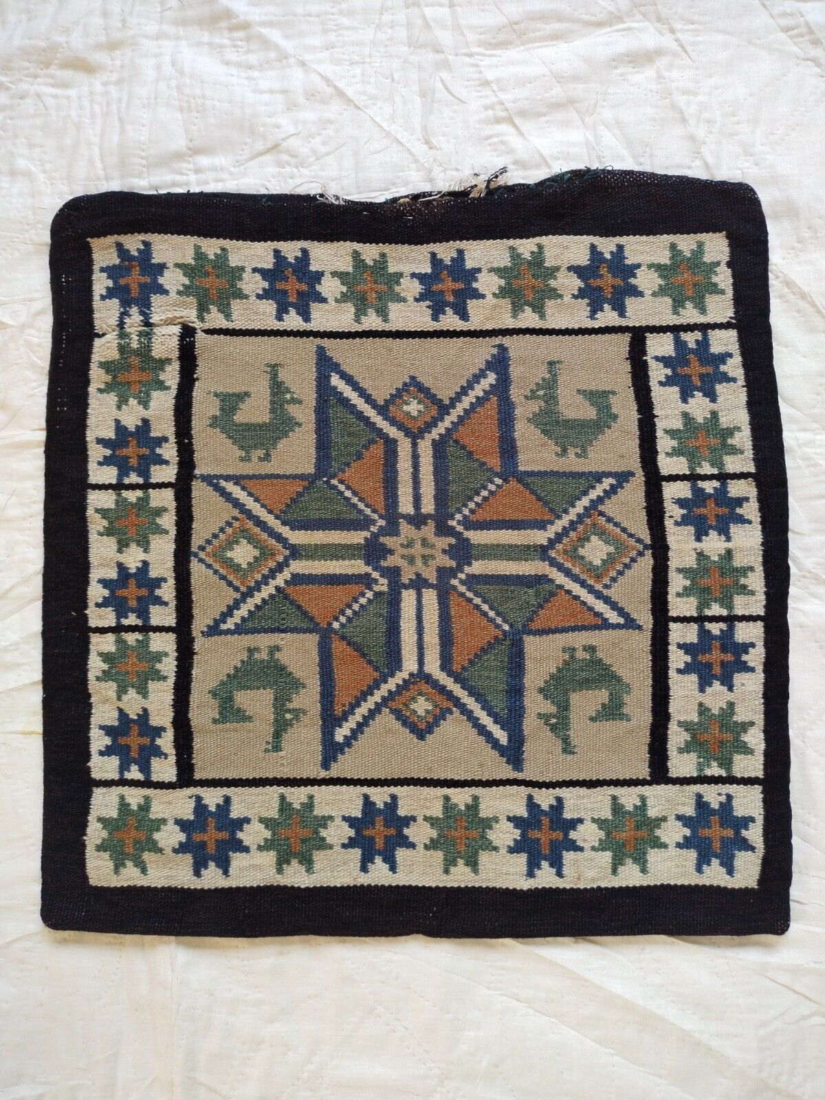 vintage amazing swedish Scandinavian flatweave woven rug pillowcase item775