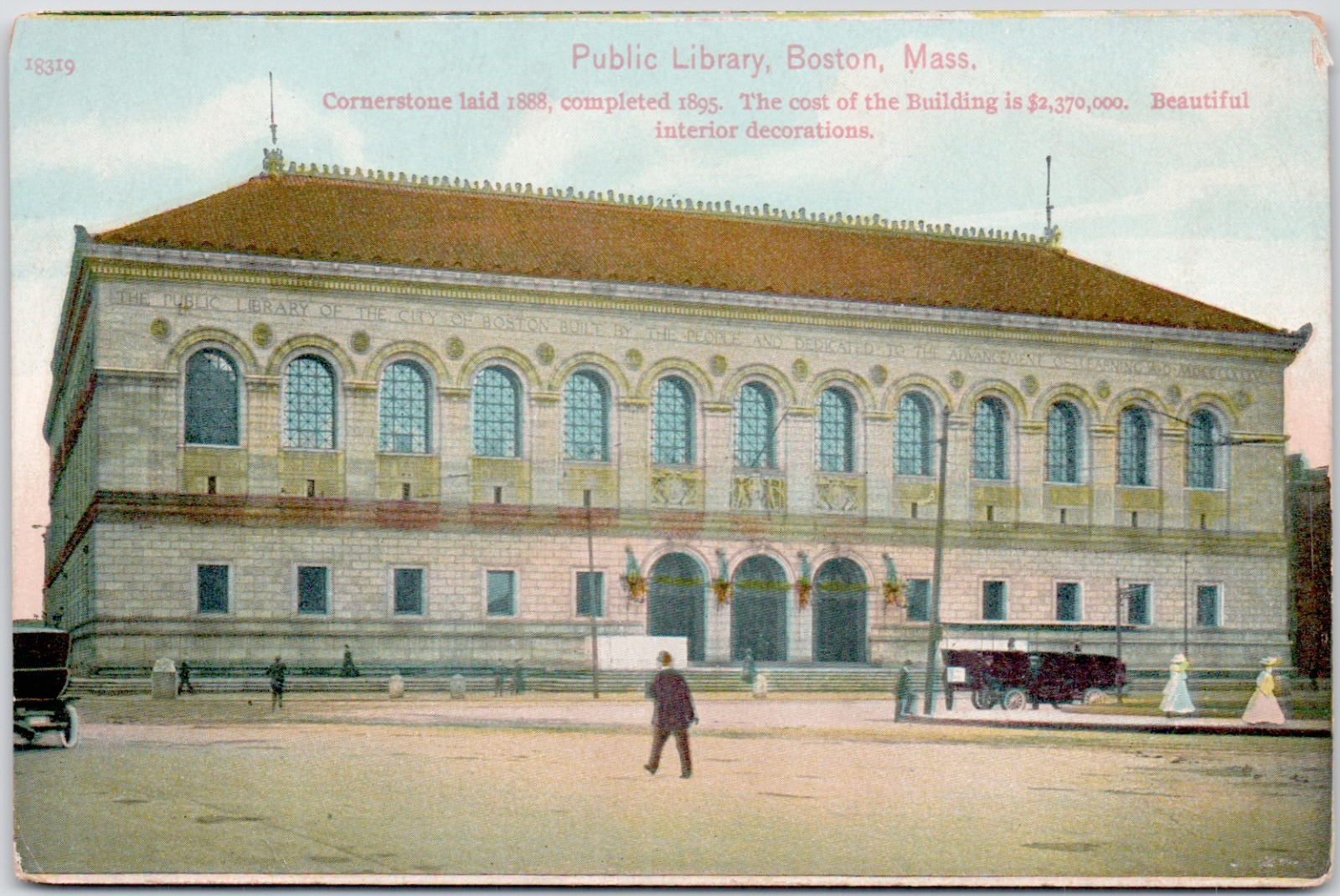 Boston Massachusetts Public Library 1910 USA MA DB Divided Back Vintage Postcard