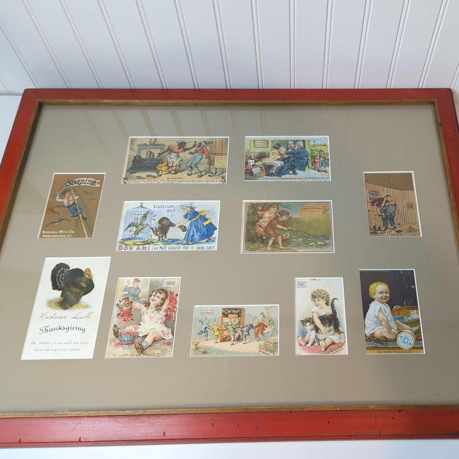 Lot 11 1890s Advertising Cards Mounted Framed Different Ads Children