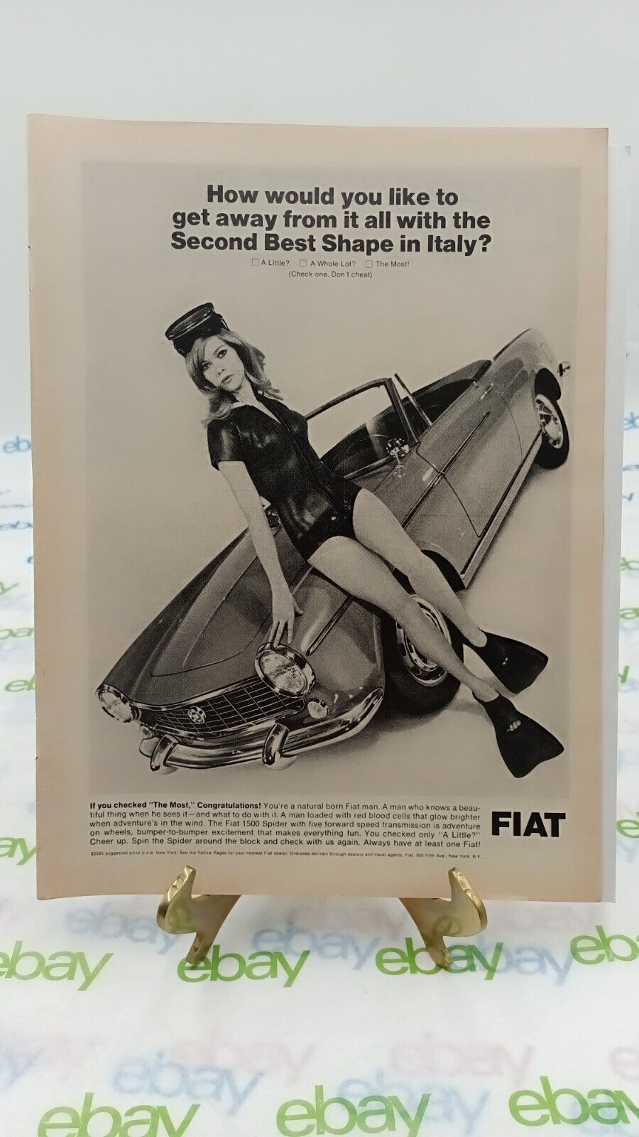 1966 Fiat Magazine Ad 11 X 8.5 SECOND BEST SHAPE IN ITALY
