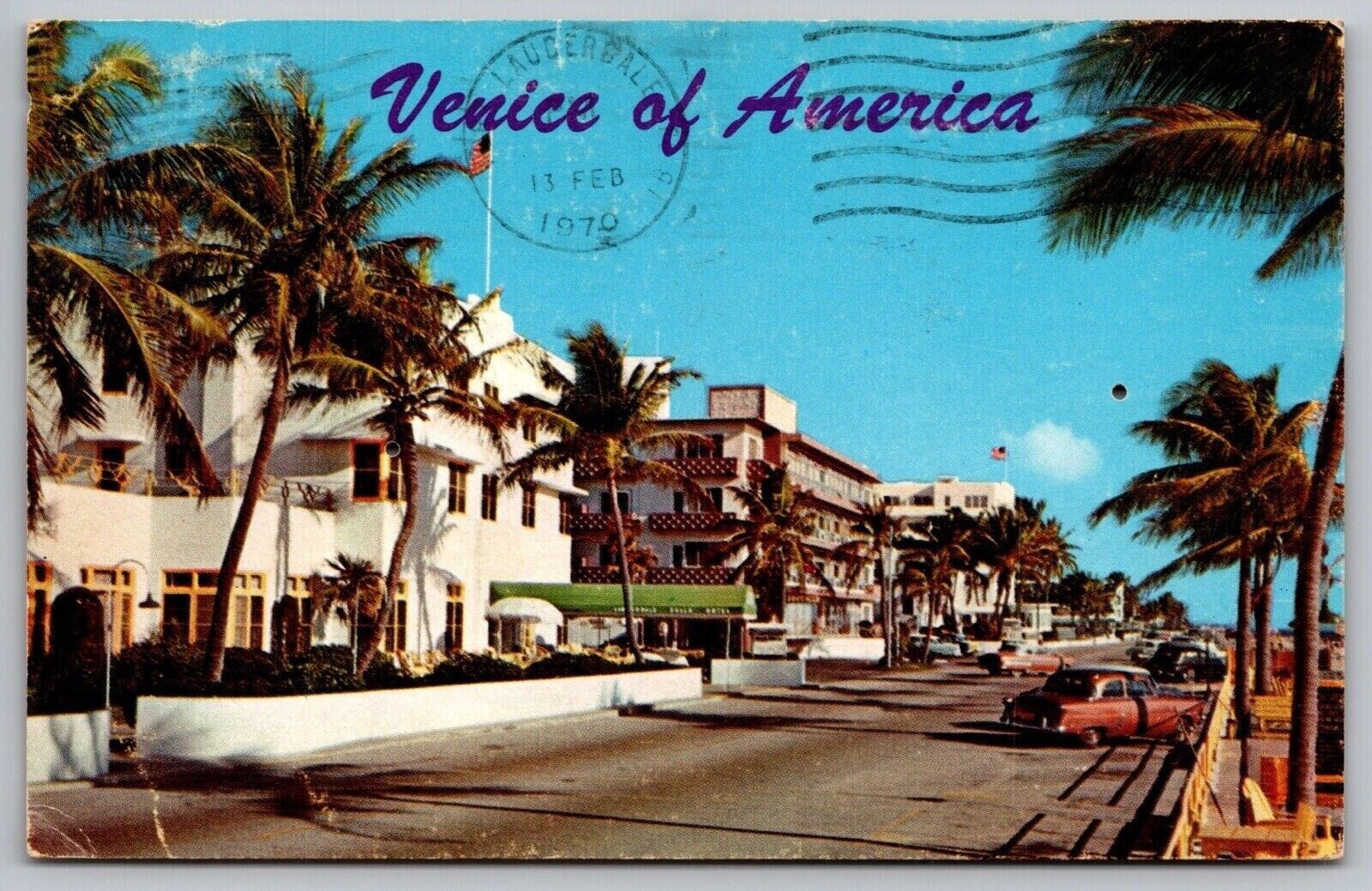Venice America Tropical Florida Hotels Atlantic Boulevard Ft Lauderdale Postcard