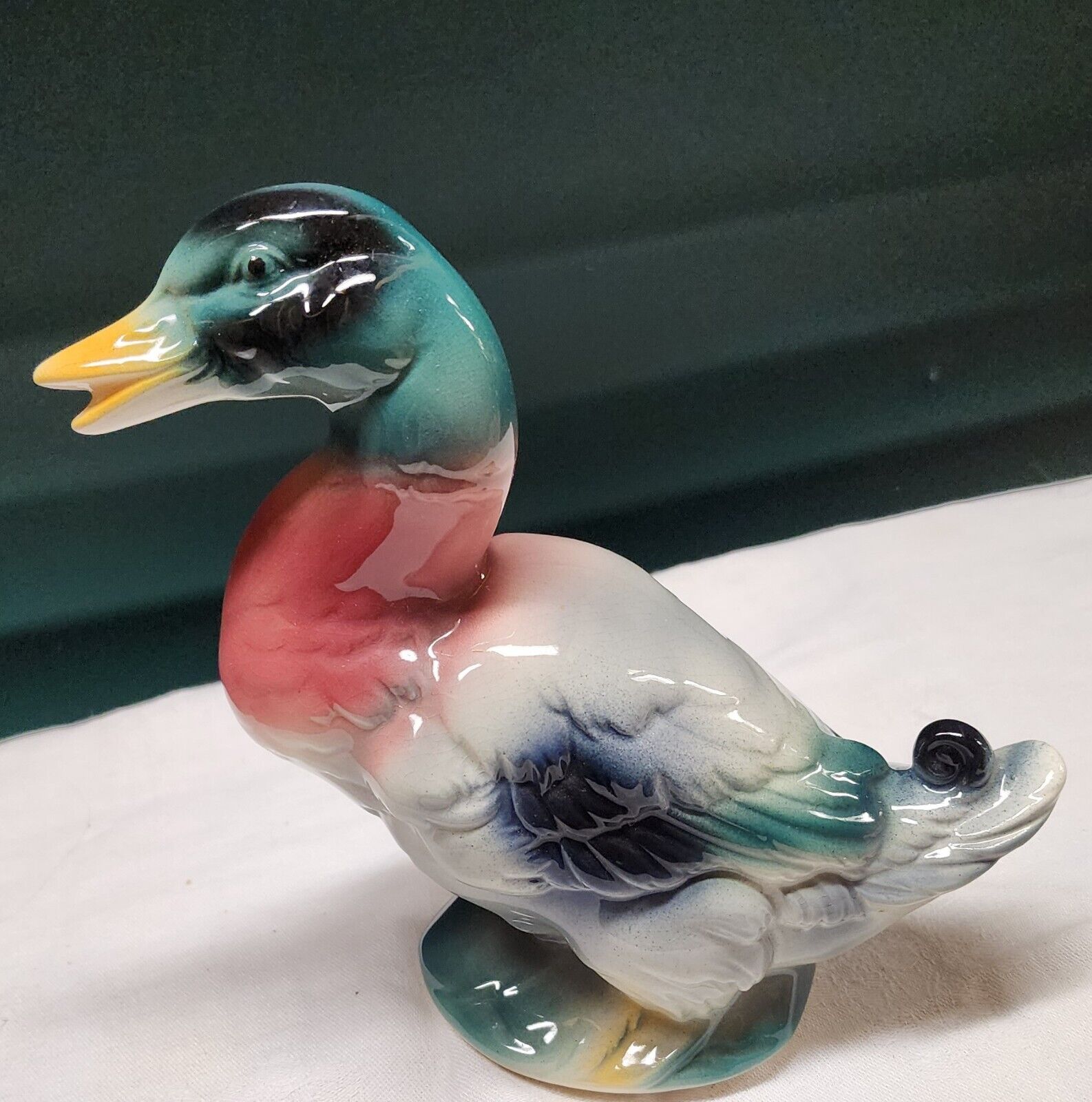 Vintage Royal Copley Mid Century Ceramic Mallard Duck Figurine 7”