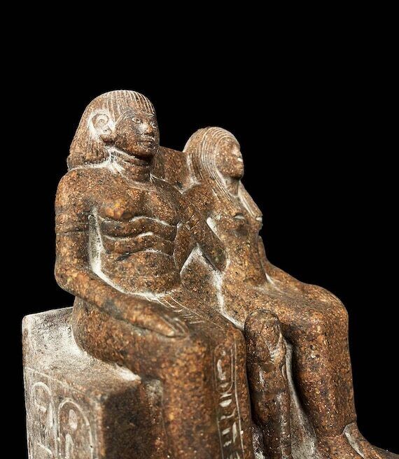 In a perfect scene AMUN-RA sitting beside His wife Queen Hatshepsut