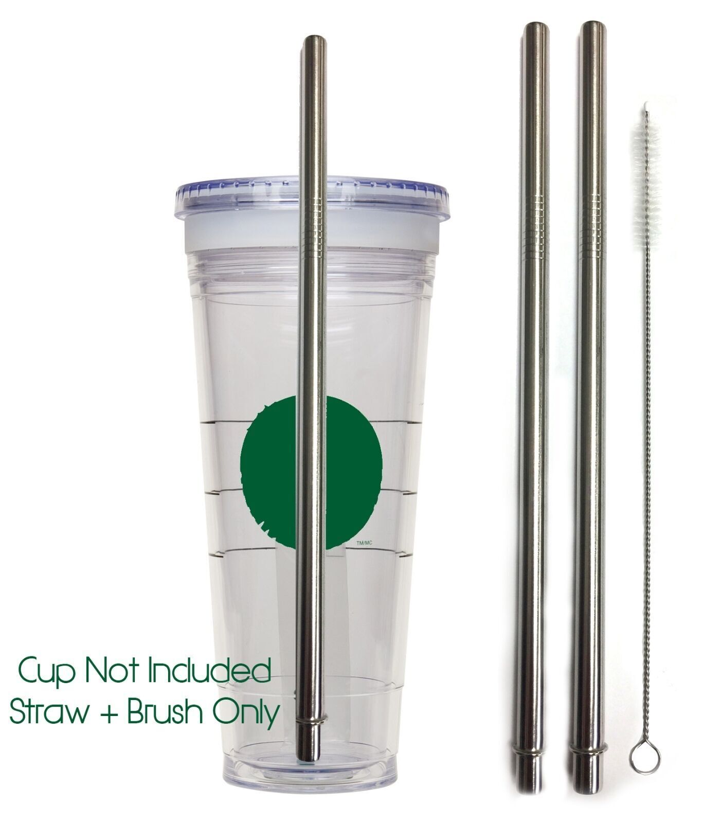 2 Replacement Straws Stainless Steel Reusable Washable Drinking Fits Starbucks