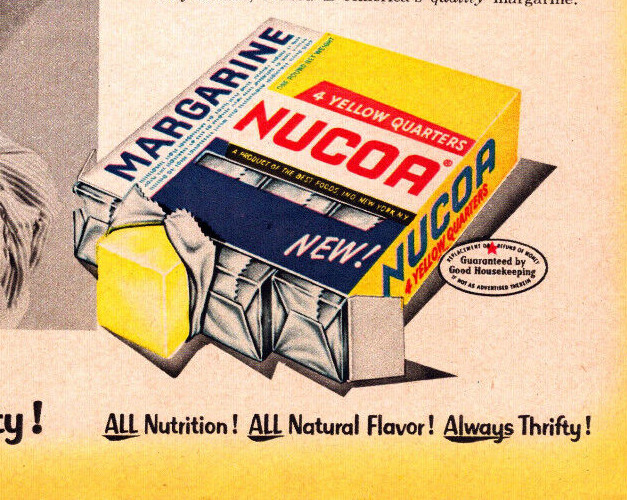 Nucoa Margarine Yellow Quarter Sticks Cute Girl Eating Vintage Print Ad c1952