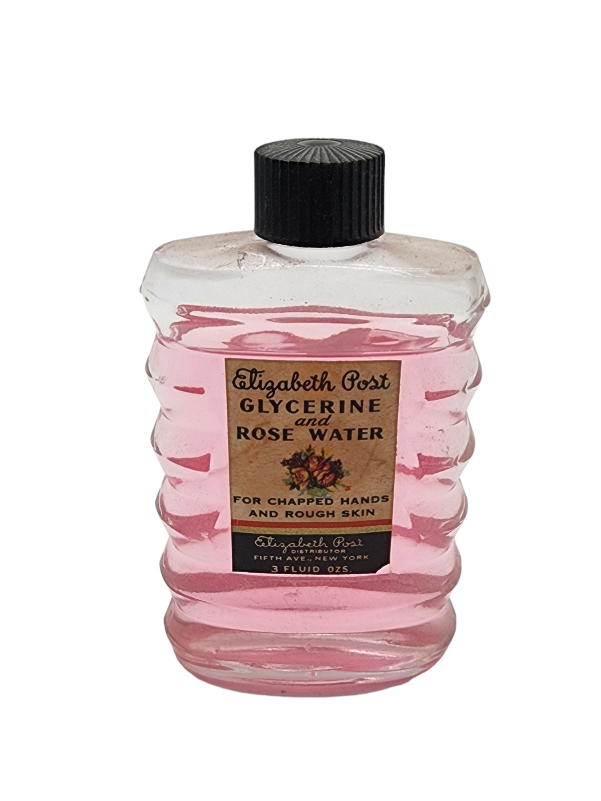 Vintage Elizabeth Post Glycerine and Rose Water 3oz Chapped Hands Rough Skin 80%