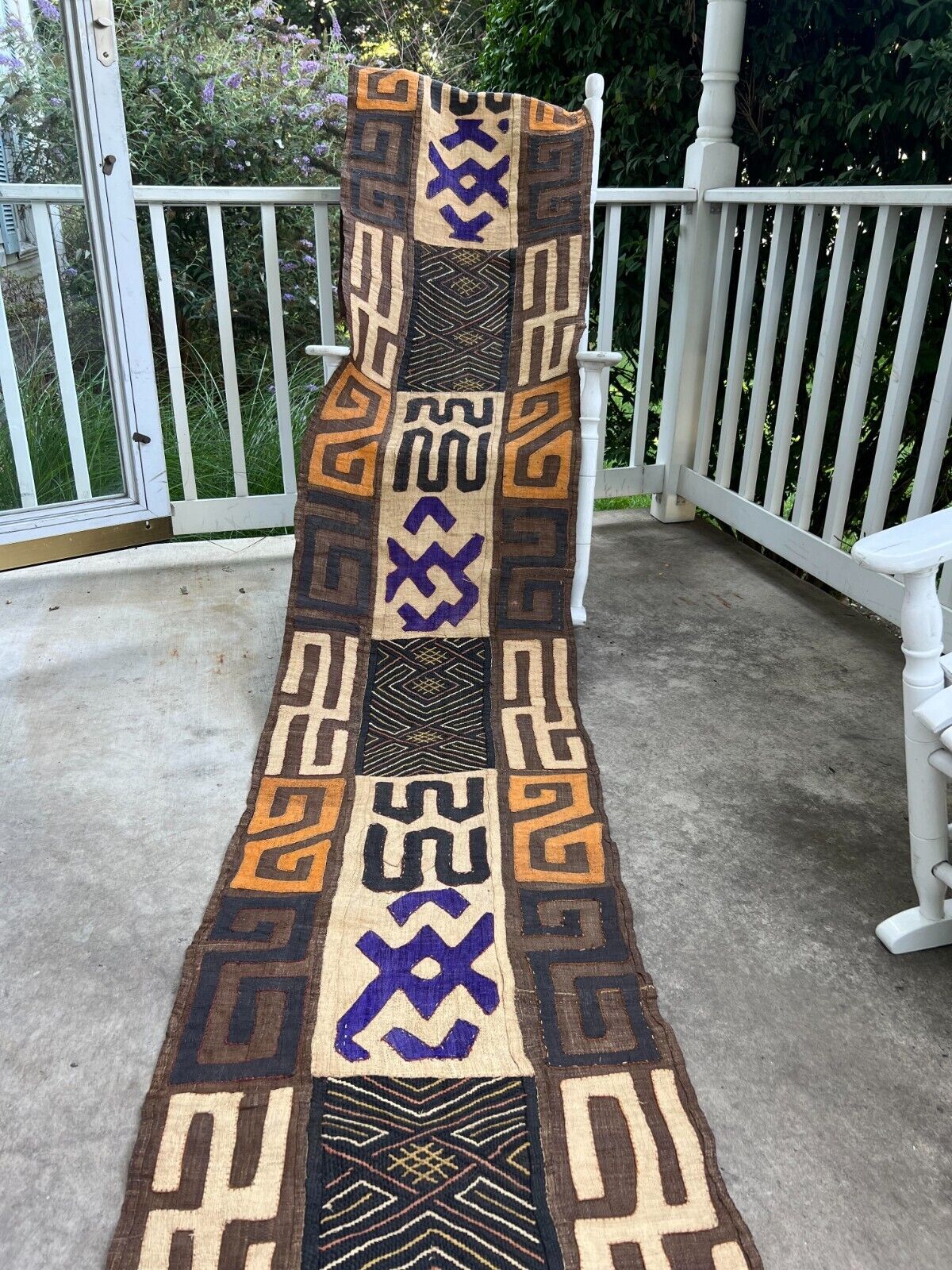 genuine 13 feet African (Congo) Kuba Raffia cloth fabric, natural woven handmade