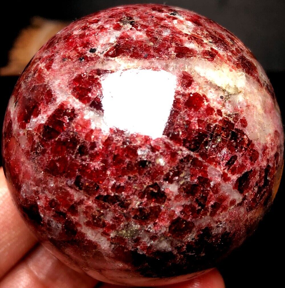 280g  53mm Natural RED Garnet Crystal gemstone stone sphere BALL HEALING  q441