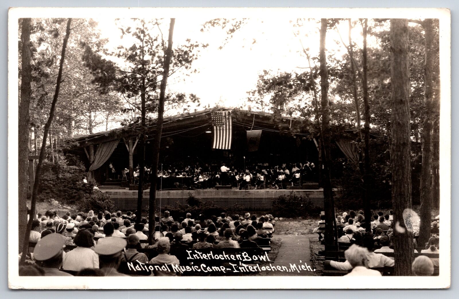 Interlochen Michigan~National Music Camp~Interlochen Bowl~1940s RPPC