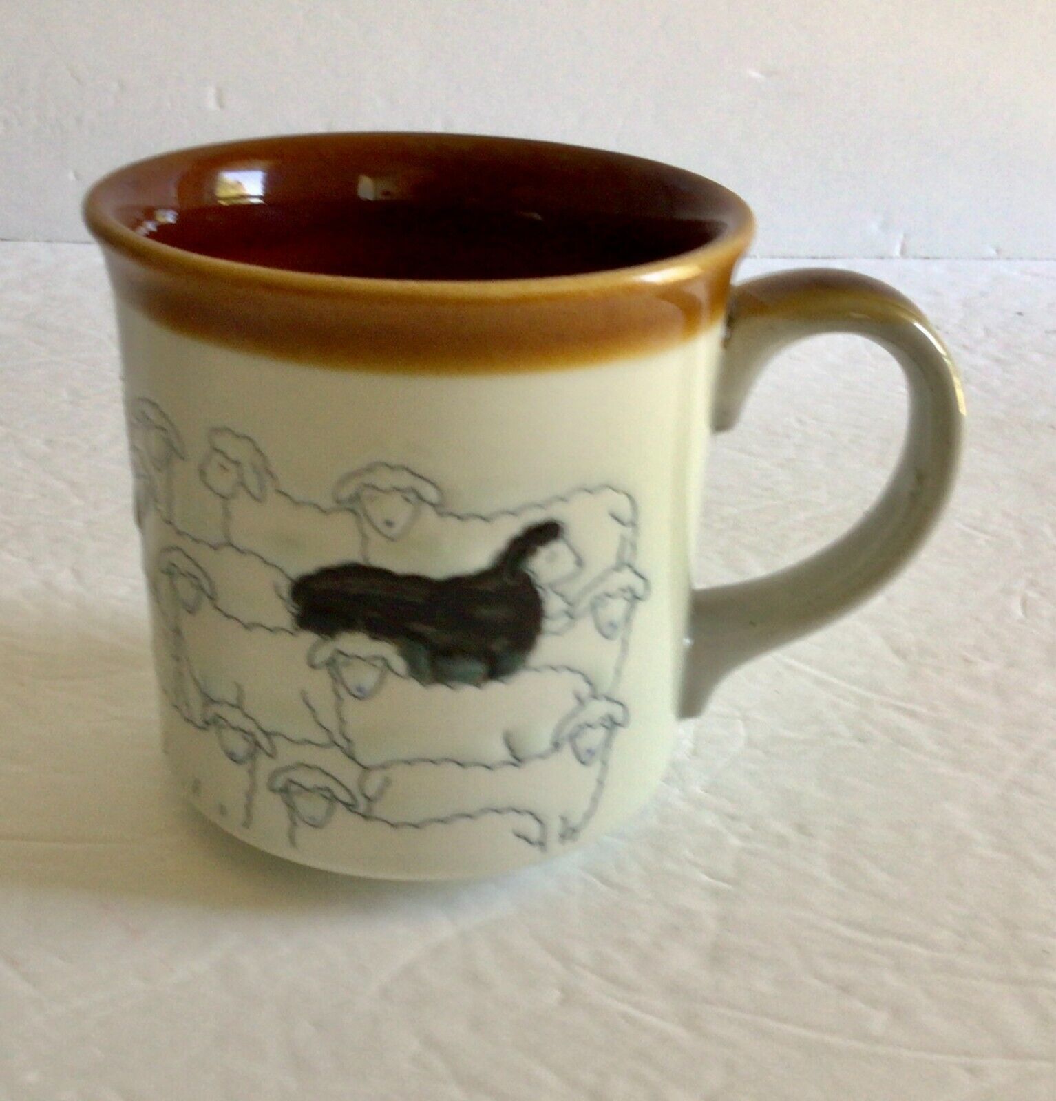 Vintage Otagiri Black Sheep Mug Ceramic Coffee Tea Cup Embossed Japan
