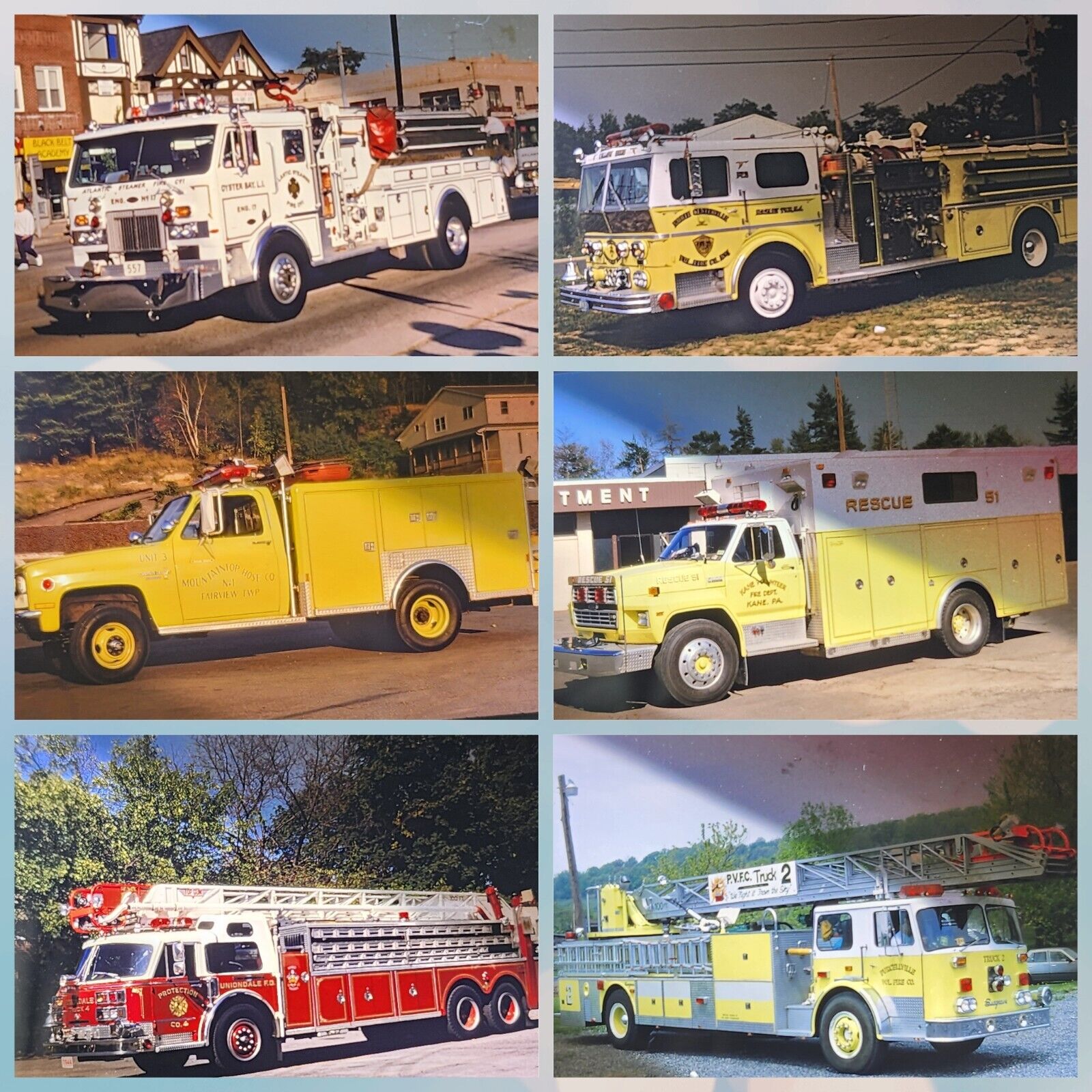Lot Of 6 1990\'s Fire Truck Photo Slide Rescue Ambulance Firefighter Laders