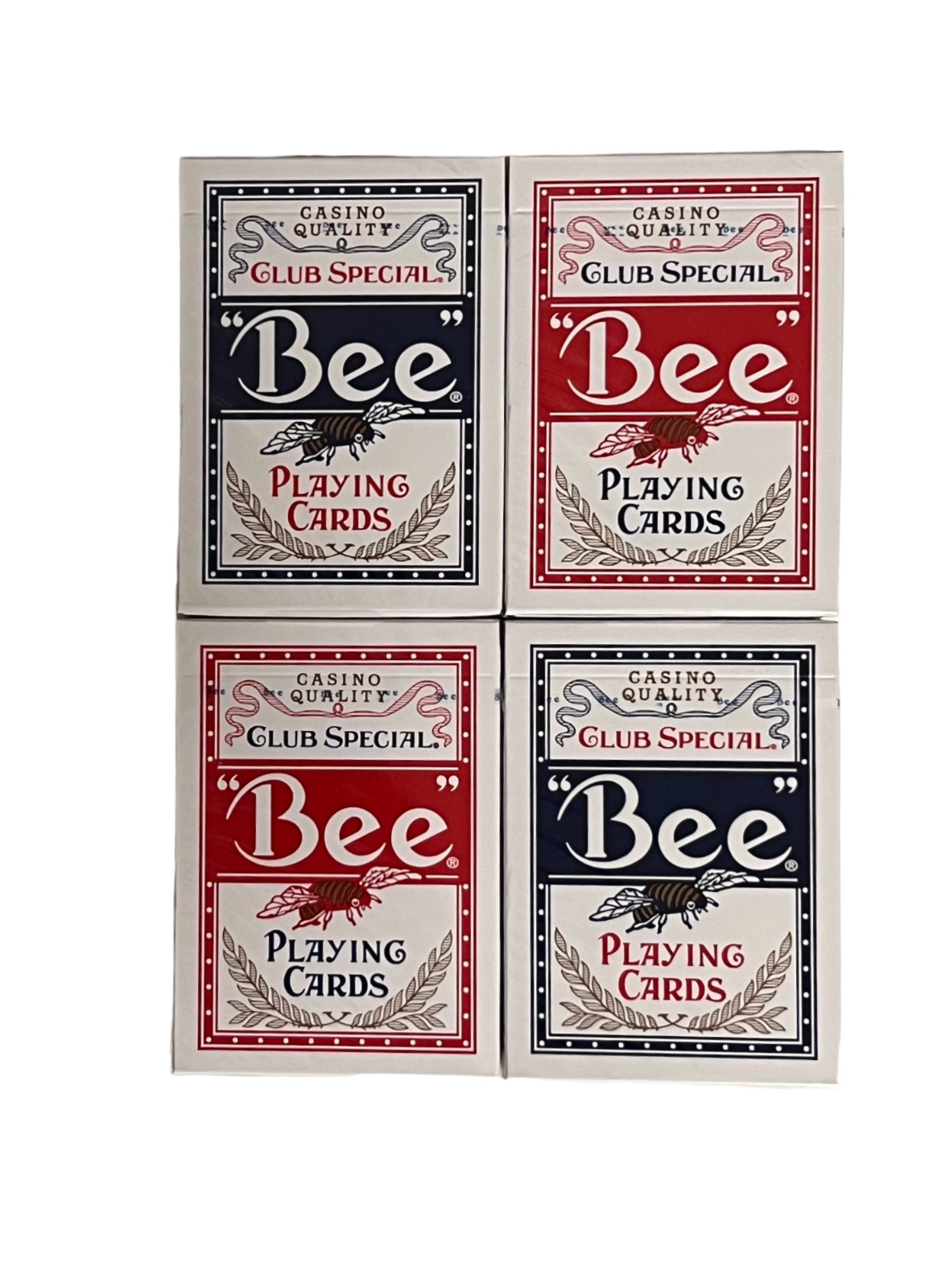 Bee Standard Index Poker Playing Cards Casino Quality Red And Blue Pack of 4