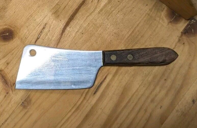 Vintage Bonny Stainless Steel Meat Cleaver Cheese Mini Wood Handle 6.5” Knife