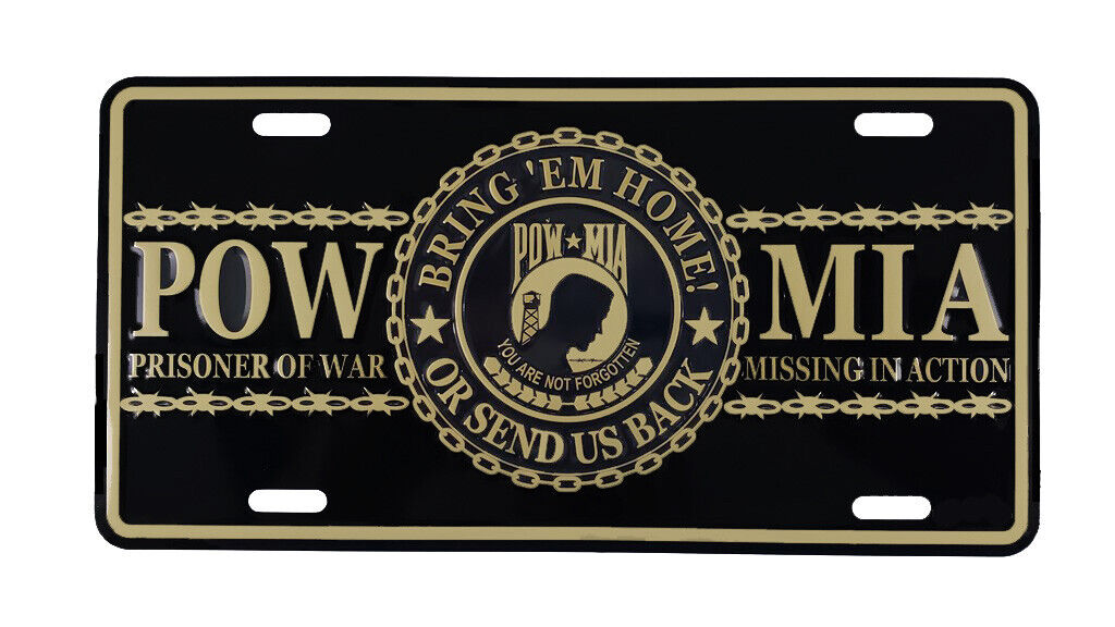 POW-MIA Gold Aluminum Military License Plate NEW LP0554