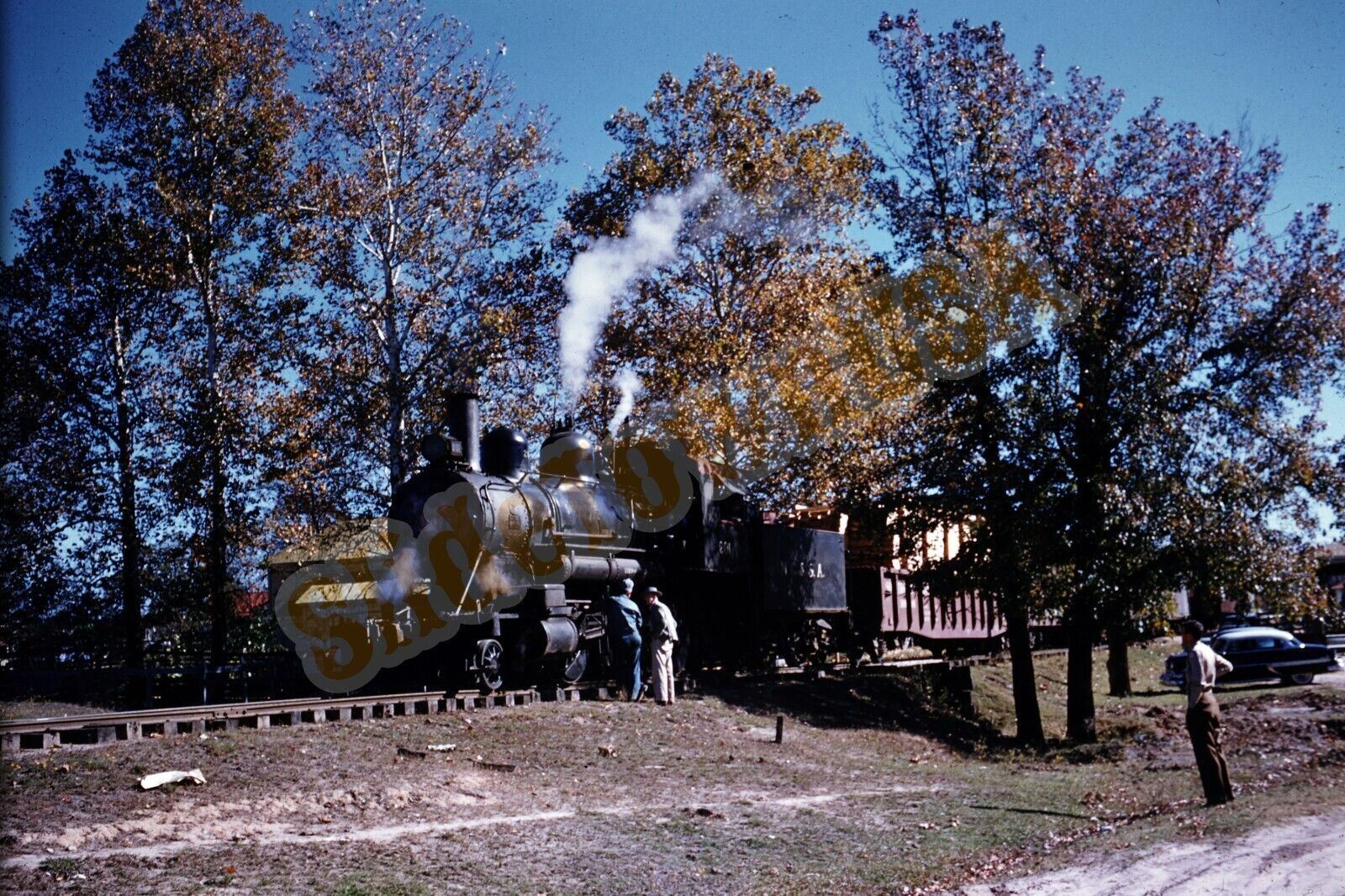 Vtg 1954 Train Slide 201 Steam Engine Moscow Camden San Augustine Railroad Y1B29