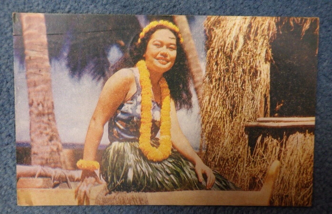 Old Vintage August 16, 1947 Hawaiian Hula Girl Postcard Hawaii