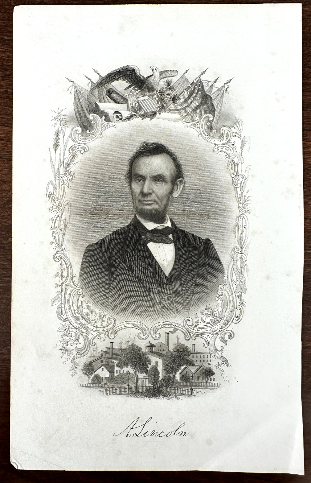 1865 ABRAHAM LINCOLN ENGRAVING BY PERINE, BERGER - L848