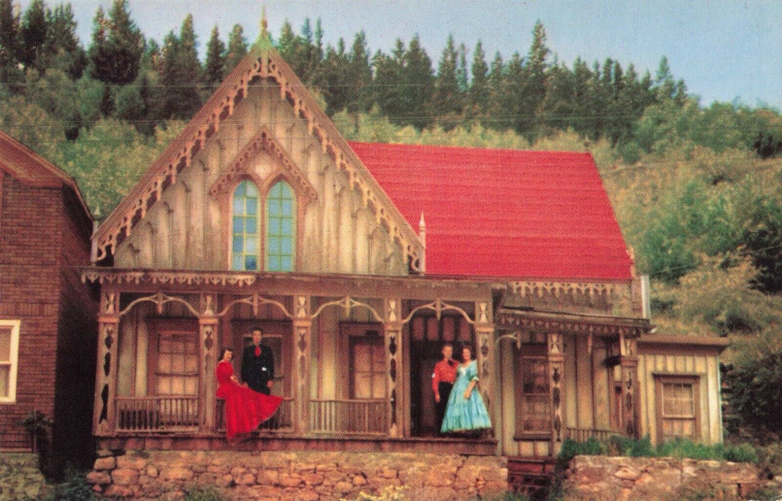 Blackhawk Colorado, Victorian Lace House, Couples on Porch, Vintage Postcard