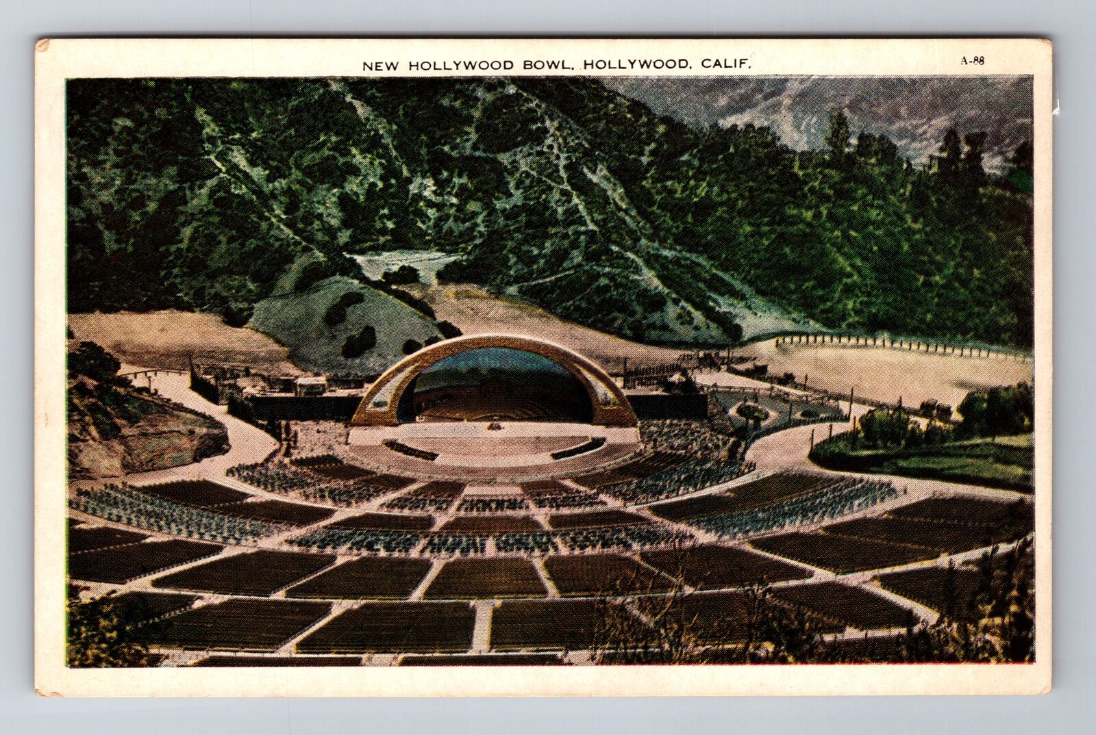 Hollywood CA-California, New Hollywood Bowl, Antique, Vintage Souvenir Postcard