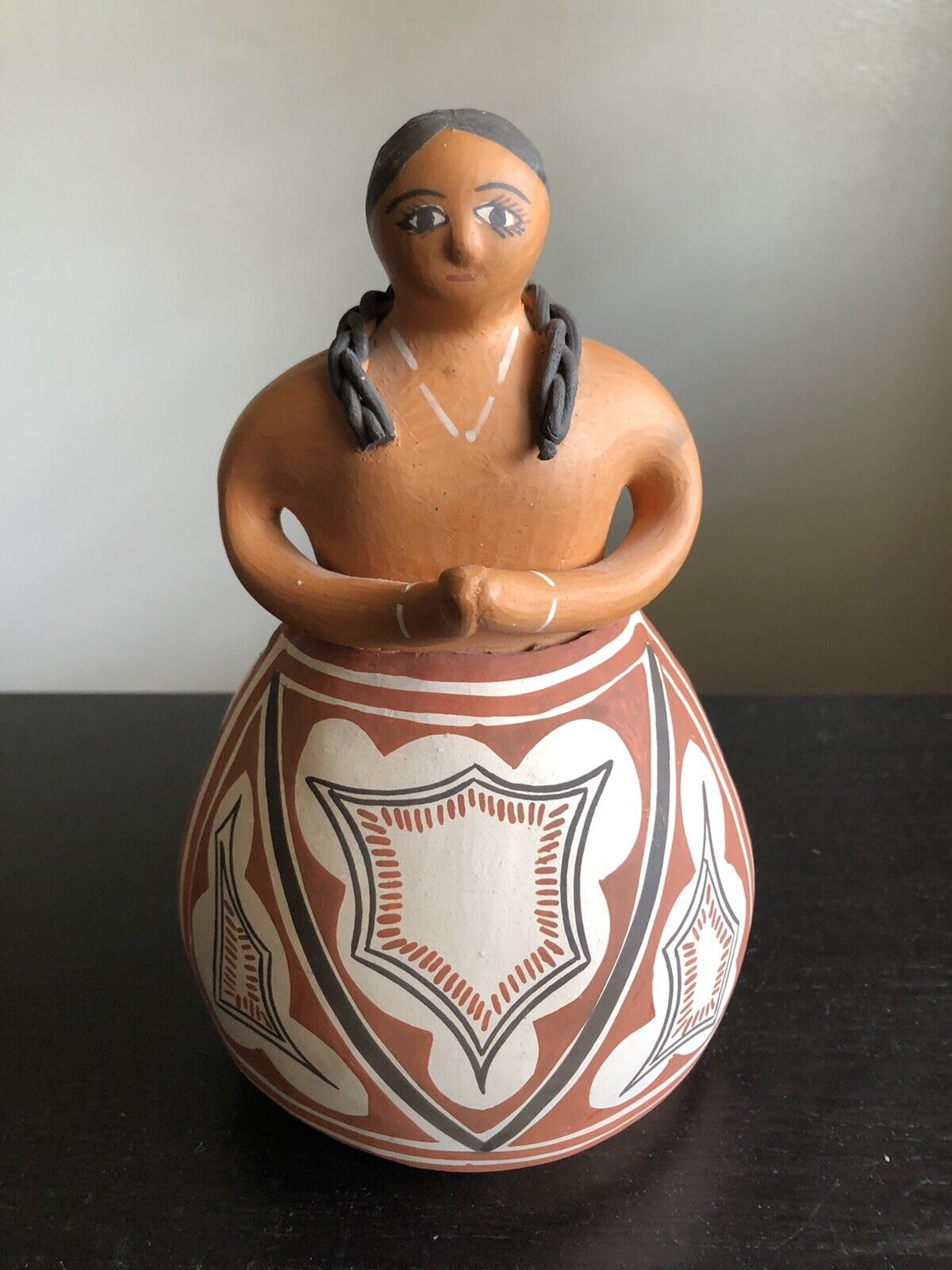 Vintage Venezuelan Folk Art Pottery Woman Chef Lady Sculpture Figure in Apron