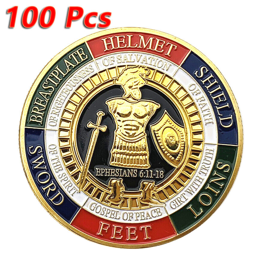 100PCS Put On the Whole Armor Of God Commemorative Coin Challenge Coin Medal