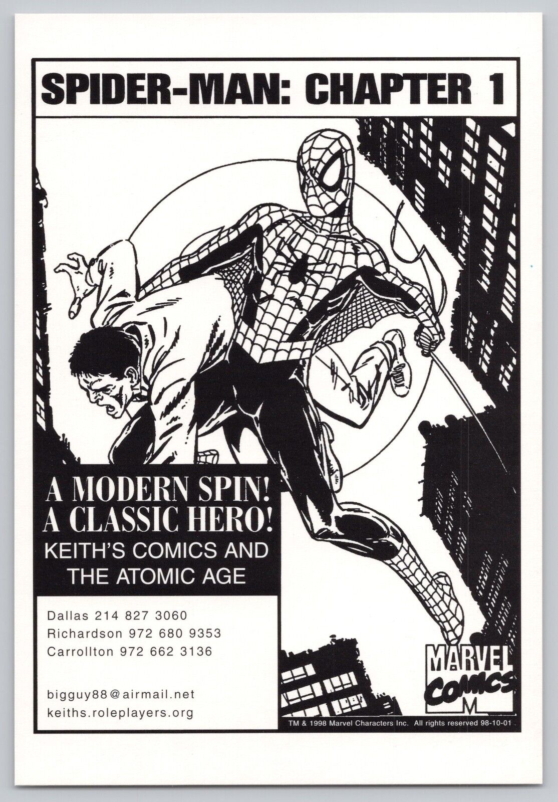 Postcard - Spider-Man - Keith\'s Comics - Dallas, TX