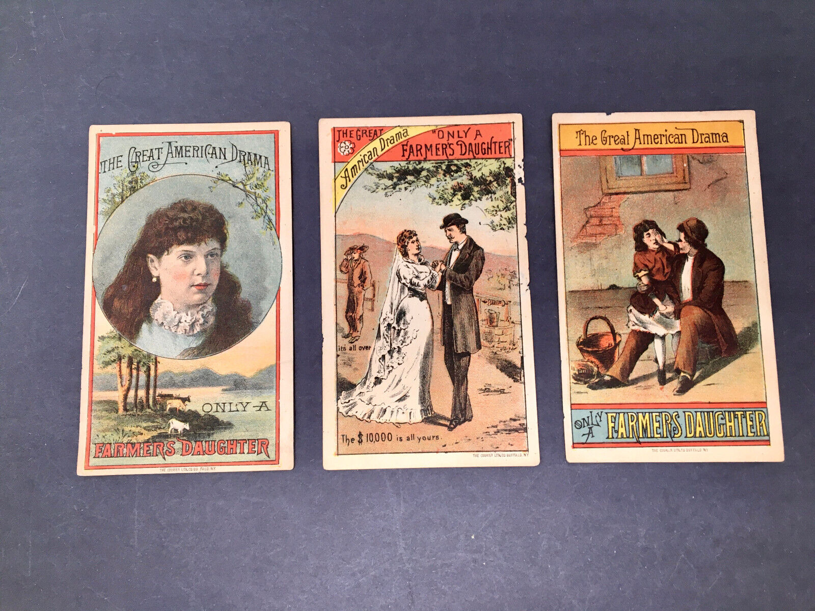 1880s Only the Farmers Daughter Melodrama Theater Play Victorian Trade Cards