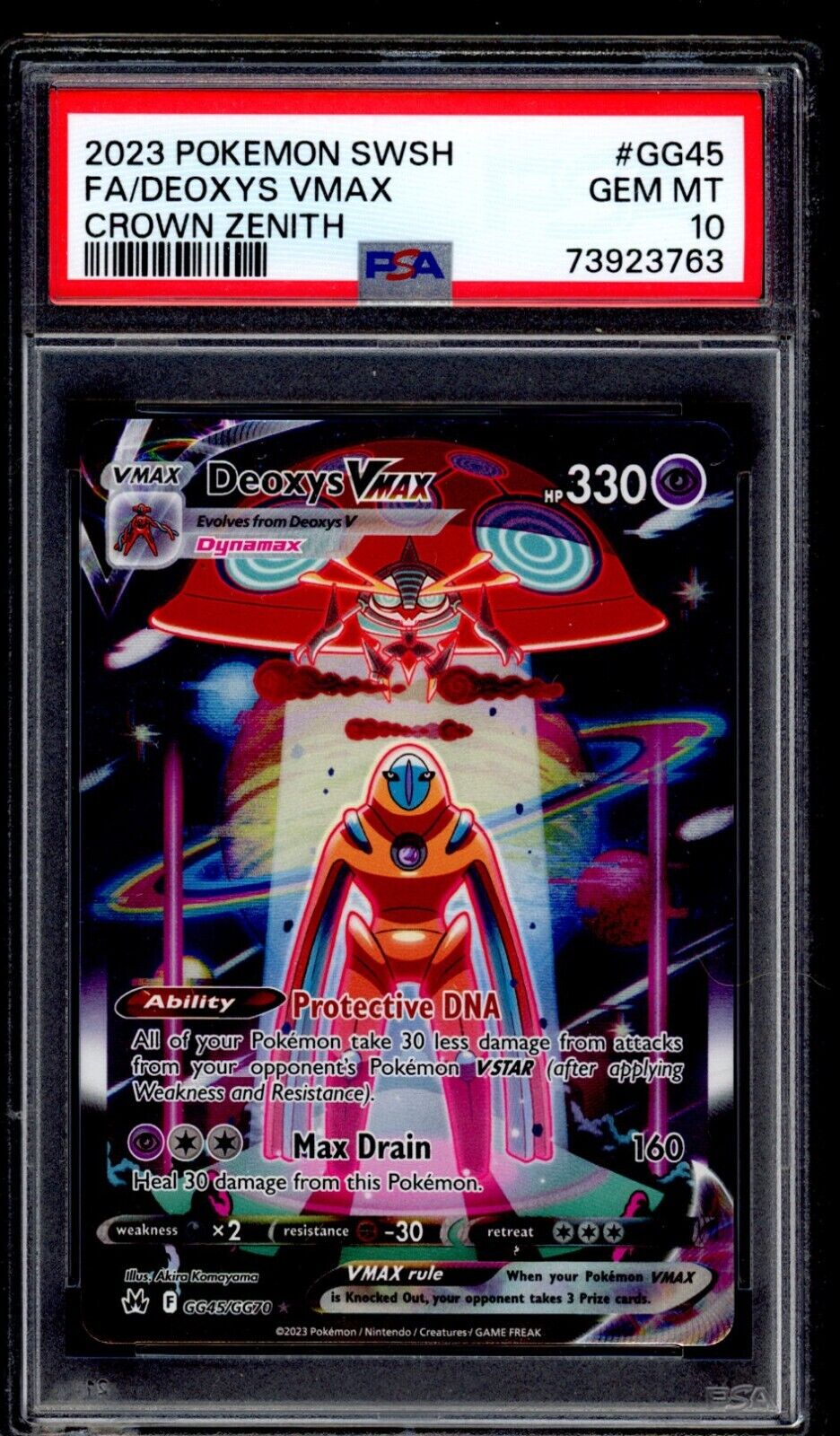 PSA 10 Deoxys Vmax 2023 Pokemon Card GG45/GG70 Crown Zenith