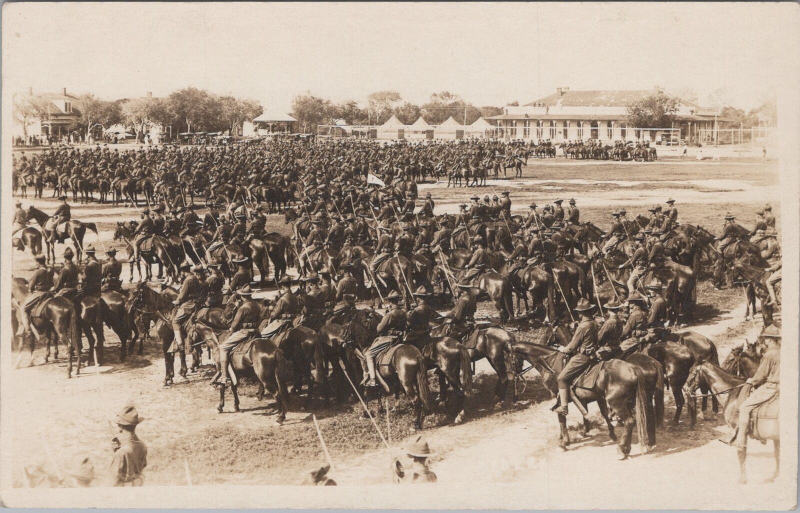Cavalry Drill c1920s? Unknown Camp RPPC Photo Postcard