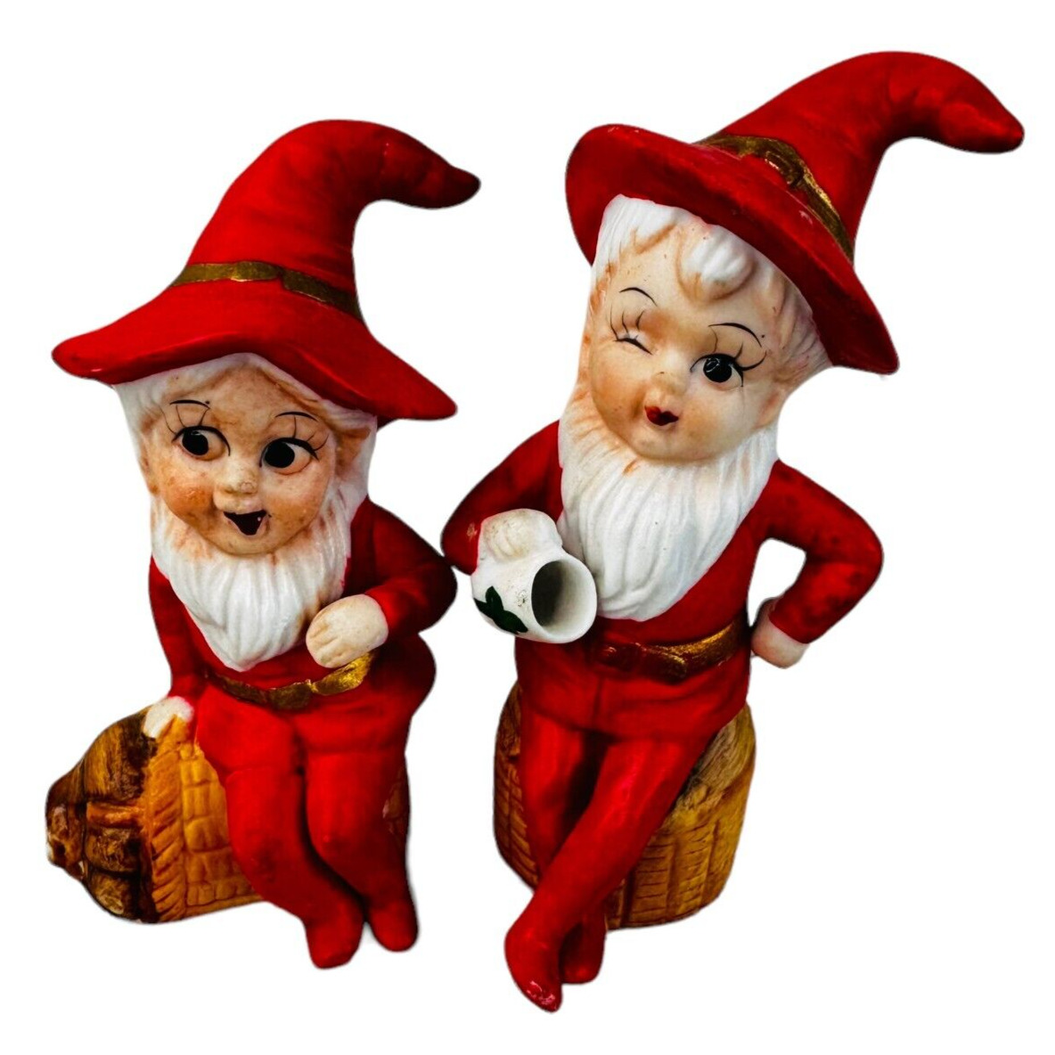 2 vtg elves moonshiners figures MCM elf Gnome