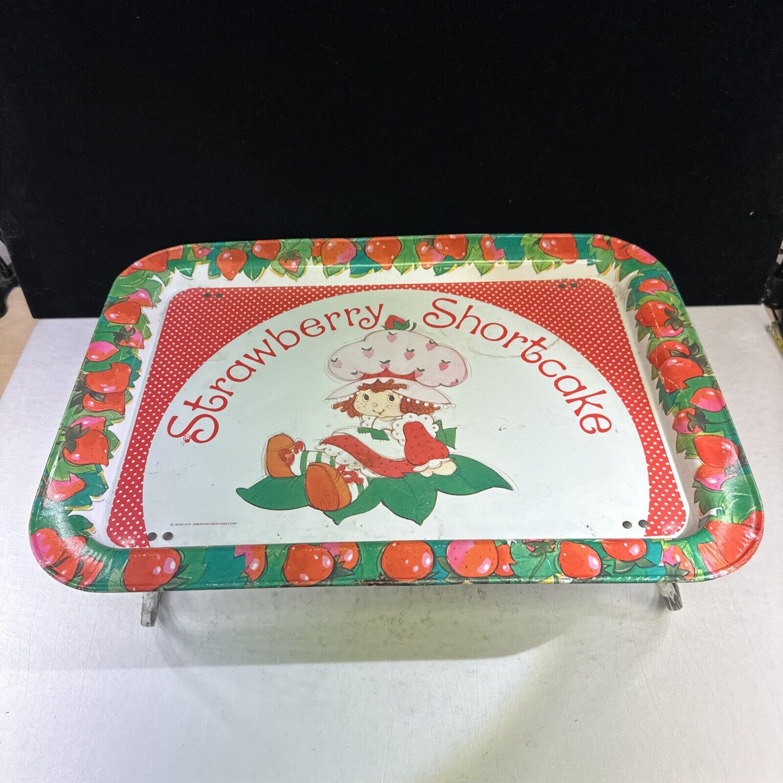 Vintage 1981 Strawberry Shortcake Folding TV Tray Lap Tray American Greetings