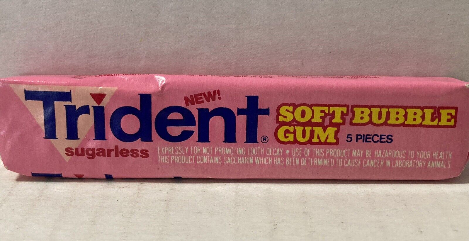 Vintage 1980\'s TRIDENT ORIGINAL Sugarless Soft Bubble Gum 5 Pieces-NOS--Unopened