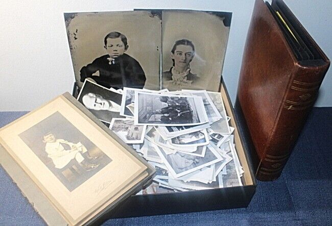 Lot #2103 - Antique & Vintage Lot of: Photo Book, Tintypes, 275 + Loose photos.