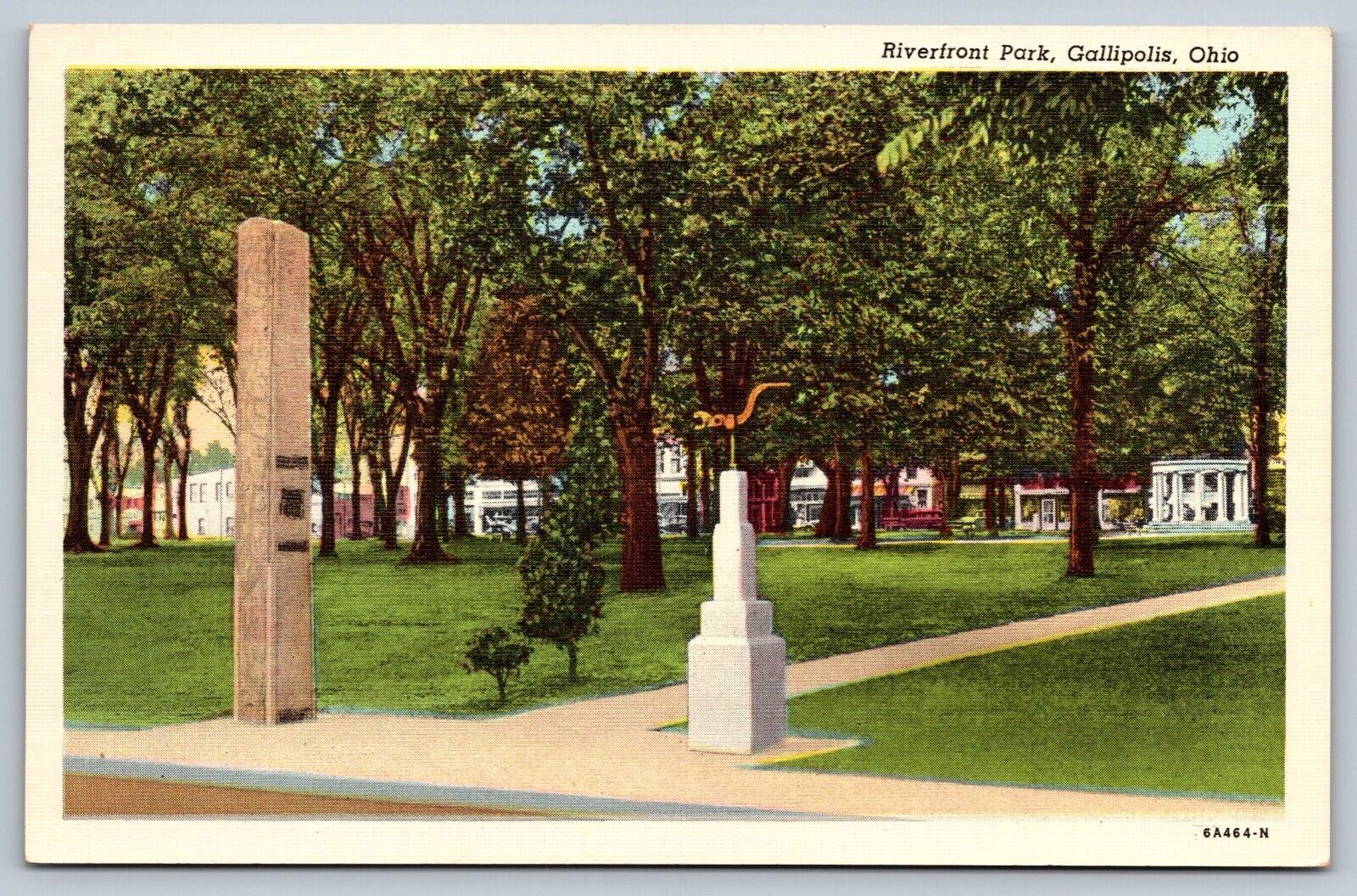 Gallipolis OH- Ohio, Riverfront Park, Trees and Pathways, c1949 Vintage Postcard