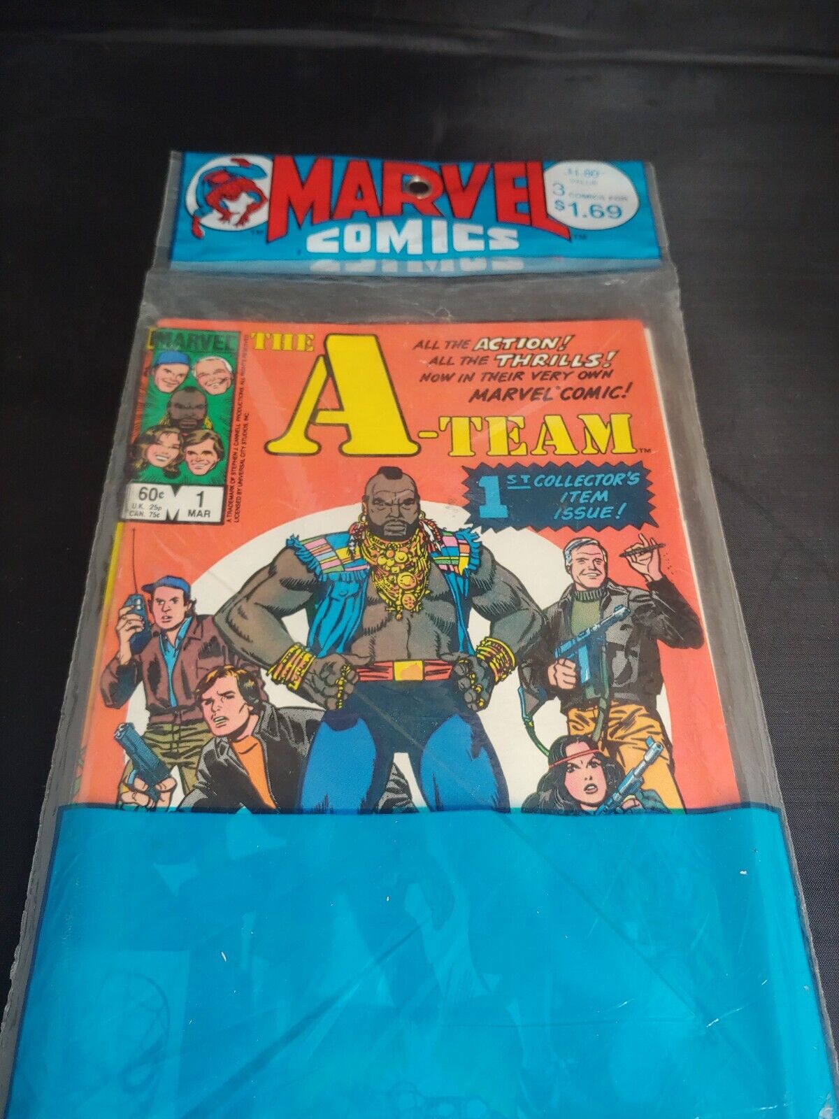 MARVEL COMICS THE A - TEAM 3 COMIC BOOKS ORIGINAL PLASTIC 1984 MINT NEVER READ
