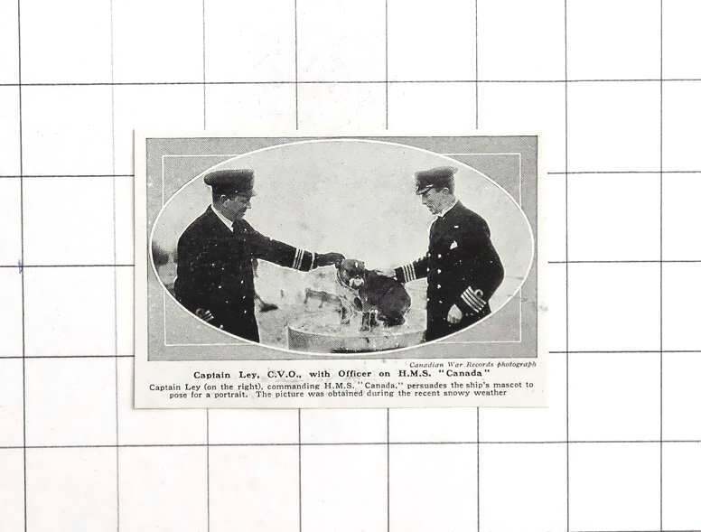 1917 Capt Ley Commanding Hms Canada, With Ships Mascot