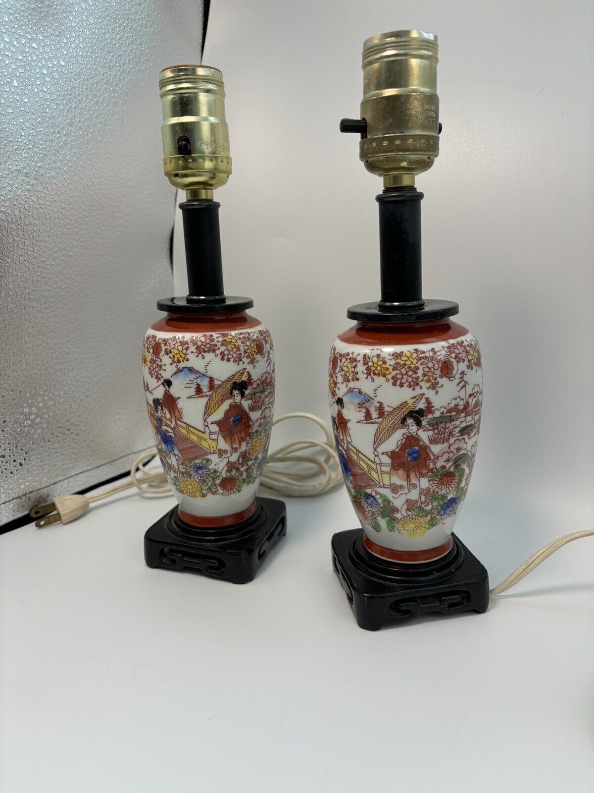 Pair Of Vintage OLDER Asian MINI  Table Lamps